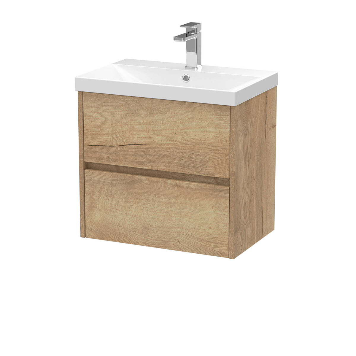 Nuie Havana 600mm 2 Drawer Wall Hung Vanity Unit With Thin Edge Basin