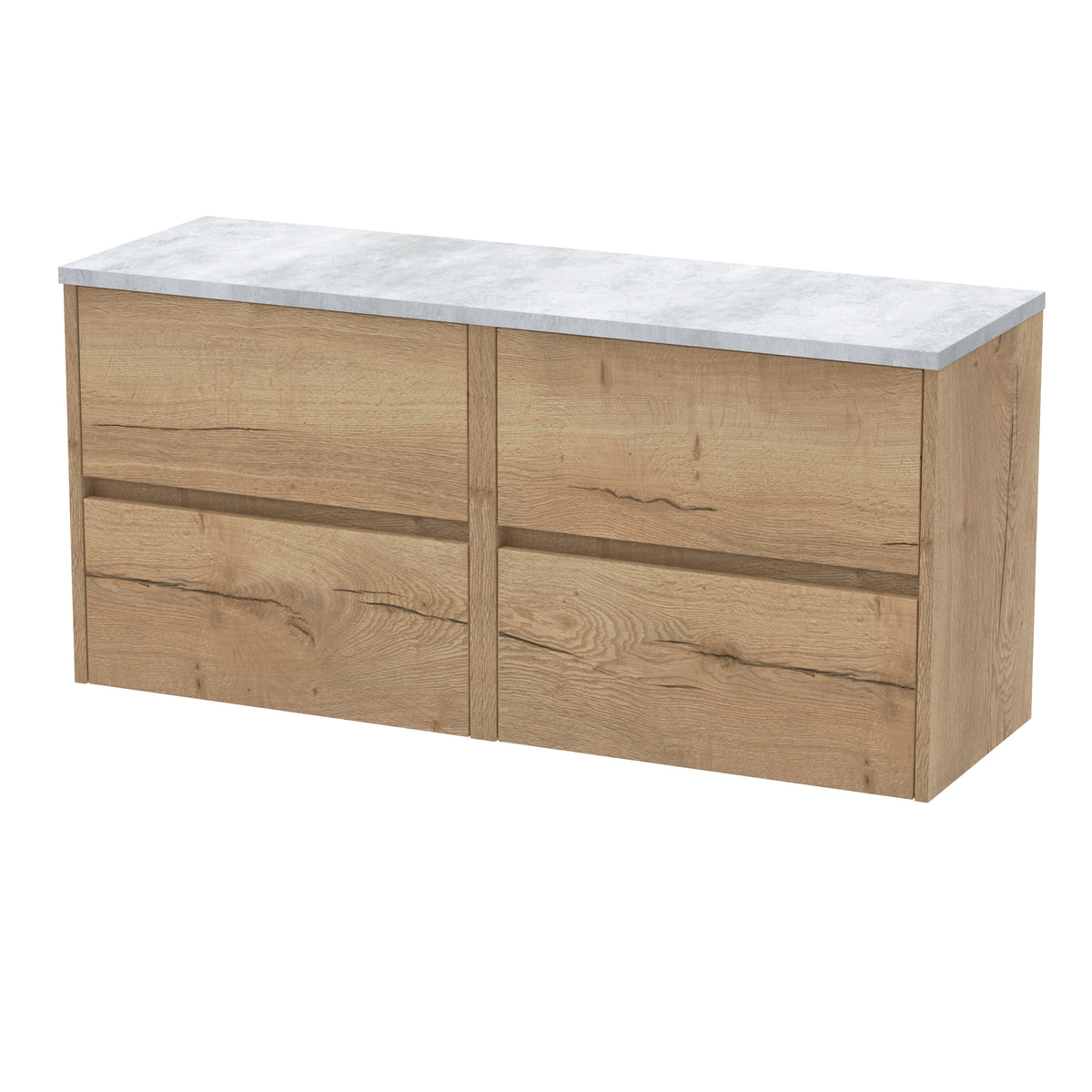 Nuie Havana 1200mm 4 Drawer Wall Hung Vanity Unit With Bellato Grey Worktop