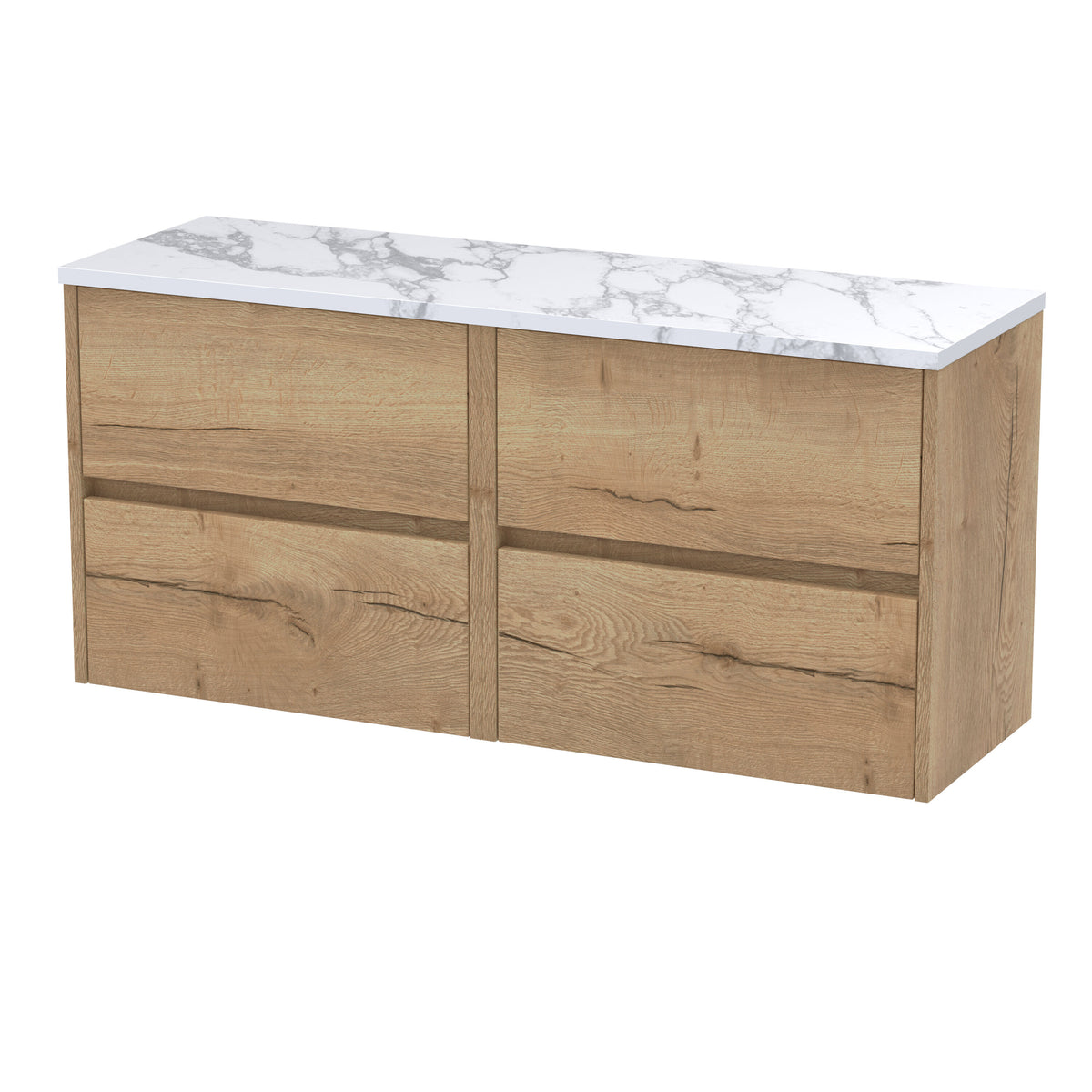 Nuie Havana 1200mm 4 Drawer Wall Hung Vanity With Carrara Laminate Worktop
