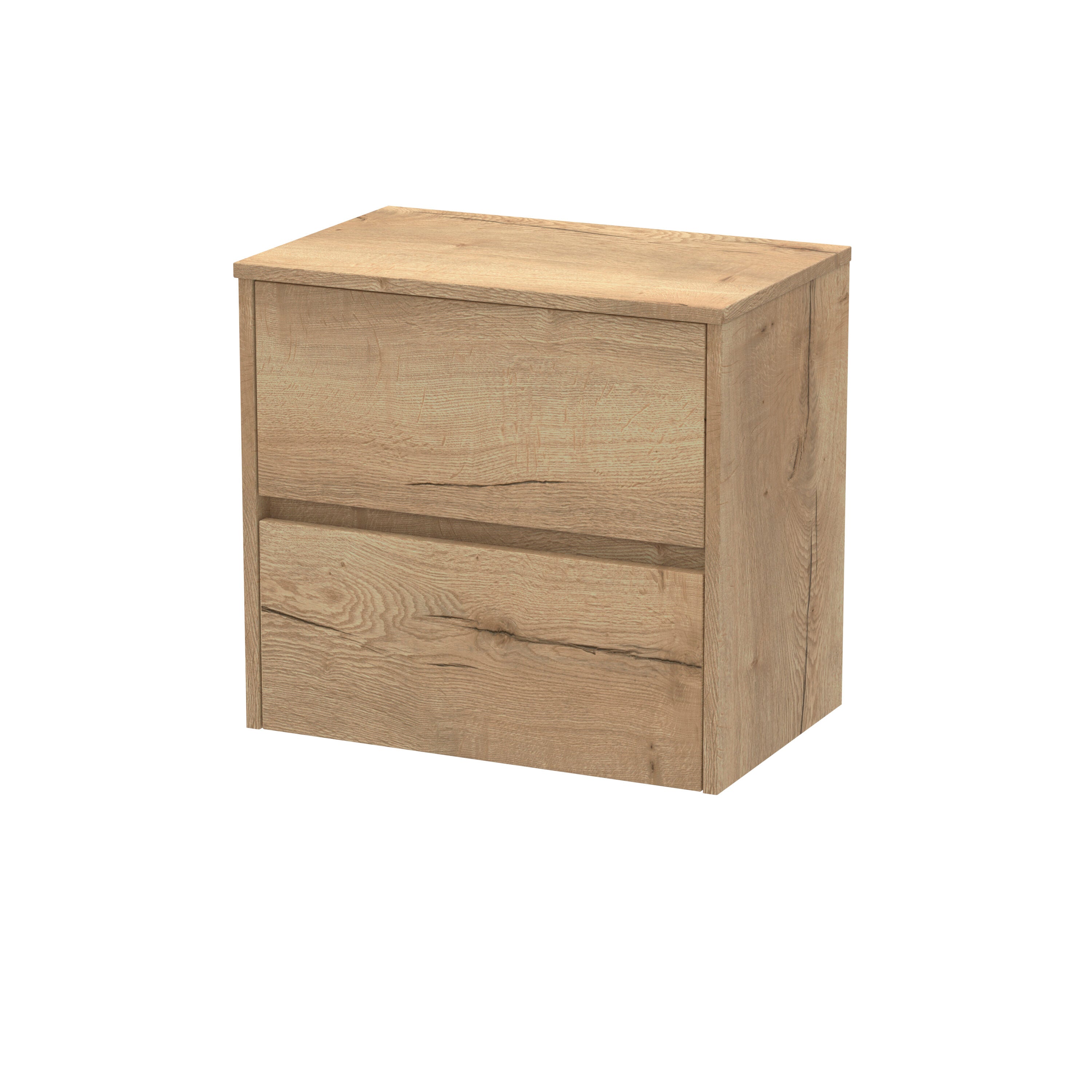 nuie Havana 600mm Autumn Oak 2 Drawer Wall Hung Vanity Unit & Worktop