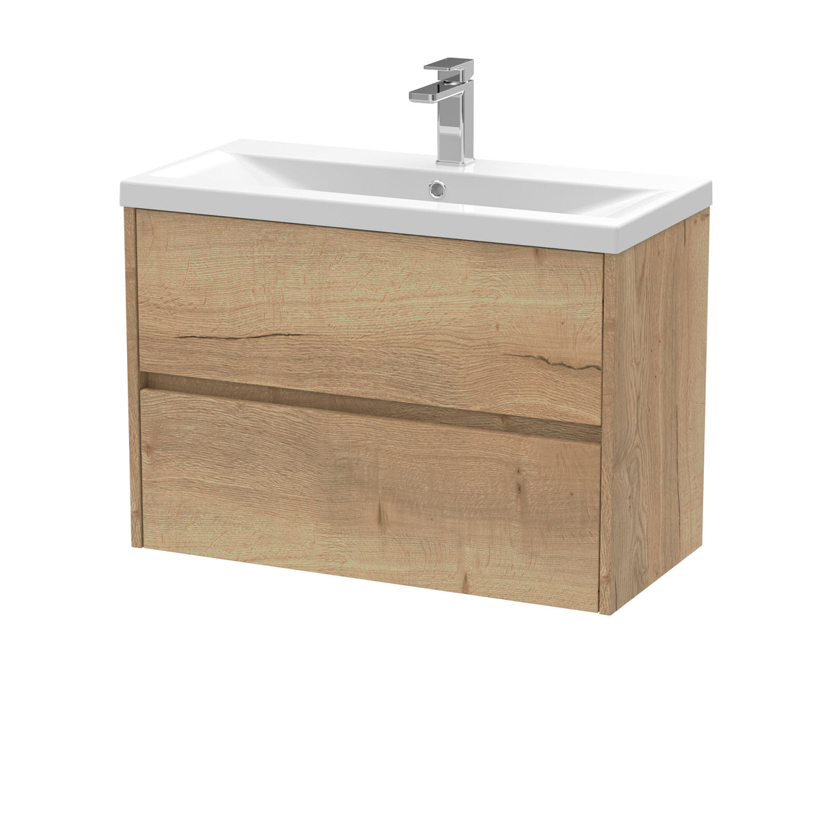 Nuie Havana 800mm 2 Drawer Wall Hung Vanity Unit With Mid-Edge Basin