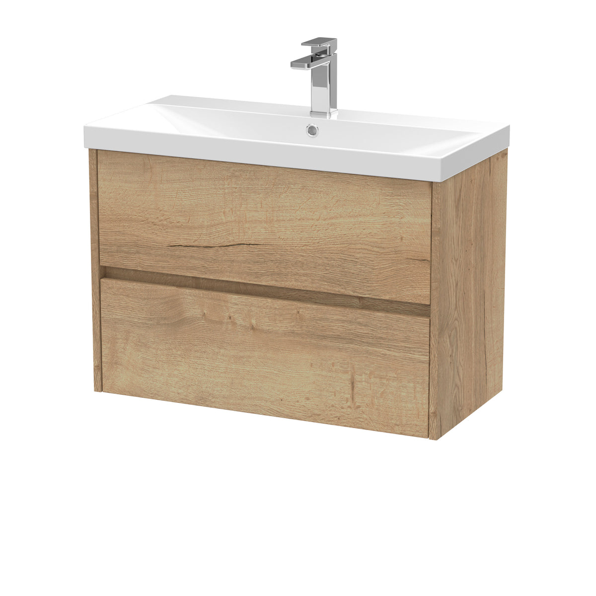 Nuie Havana 800mm 2 Drawer Wall Hung Vanity Unit With Thin Edge Basin