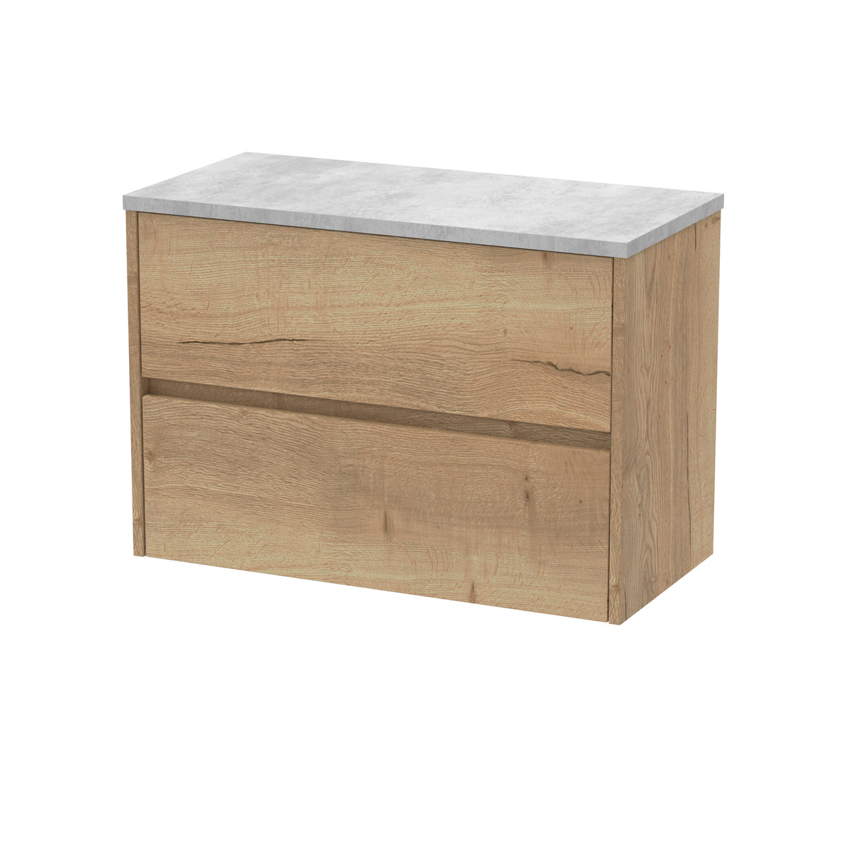 Nuie Havana 800mm 2 Drawer Wall Hung Vanity Unit With Bellato Grey Worktop