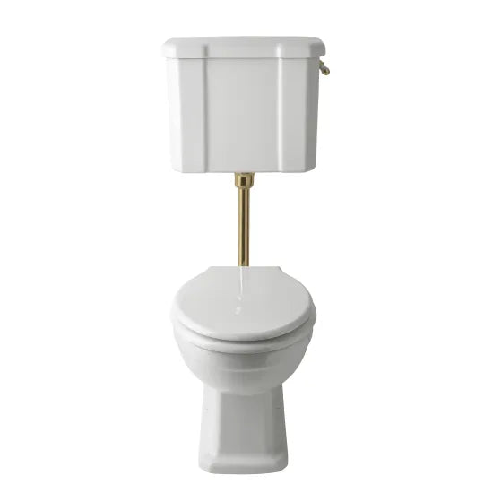 Hunton Traditional Low Level Brushed Brass Toilet With Cistern and Flush Pipe