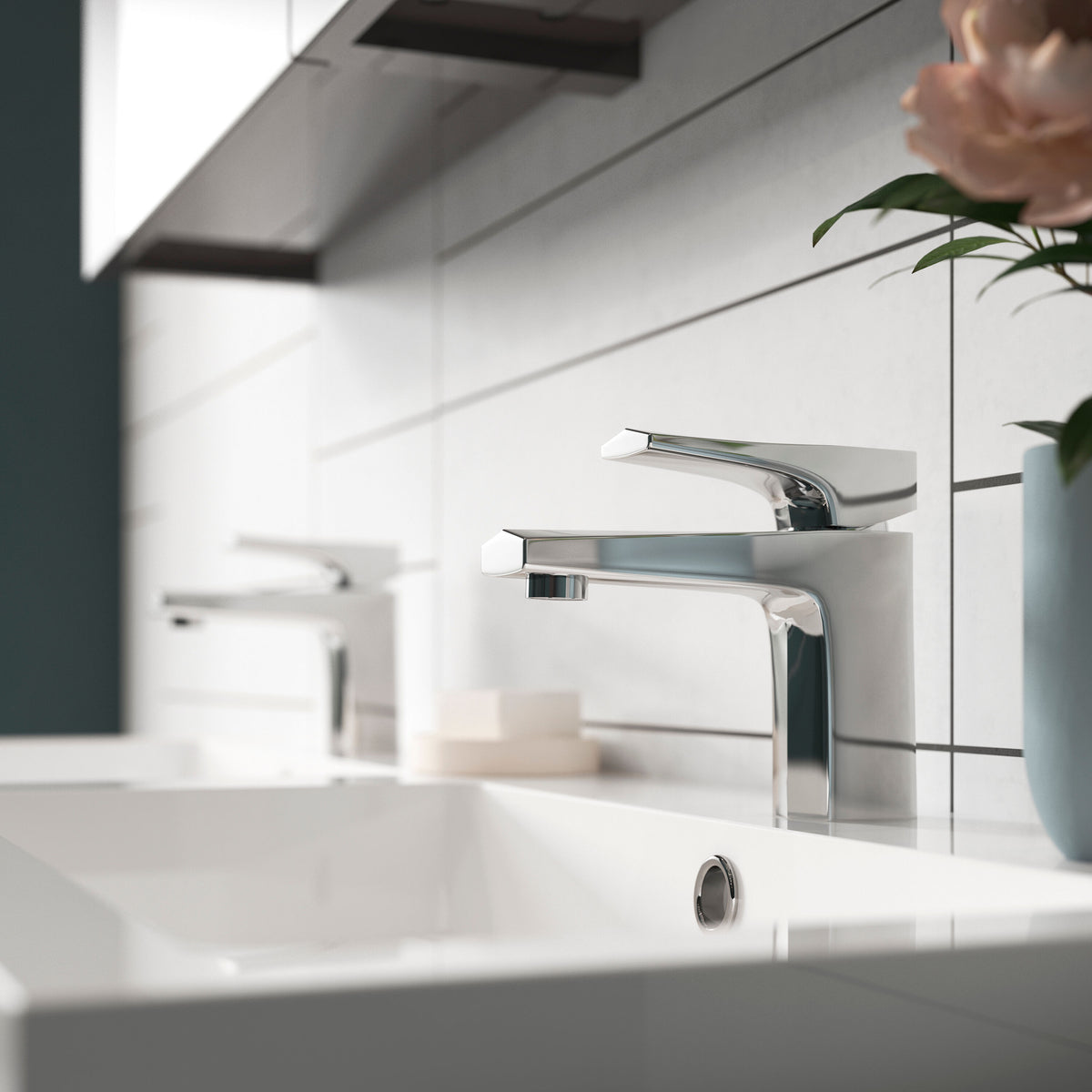 nuie Hardy Chrome Mono Basin Mixer With Push Button Waste - Lifestyle image