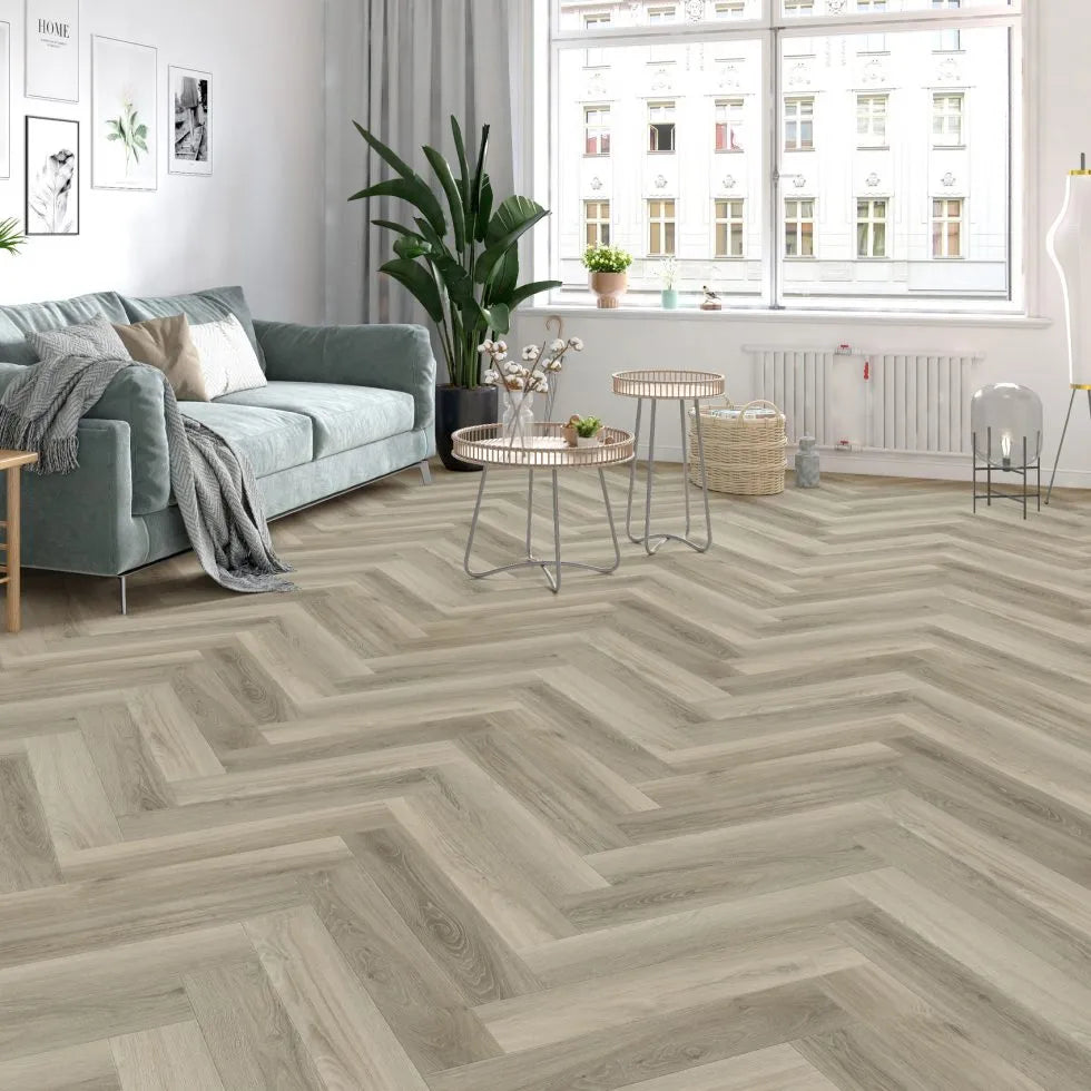 Cove Donegal Herringbone SPC Flooring with Built-In Underlay