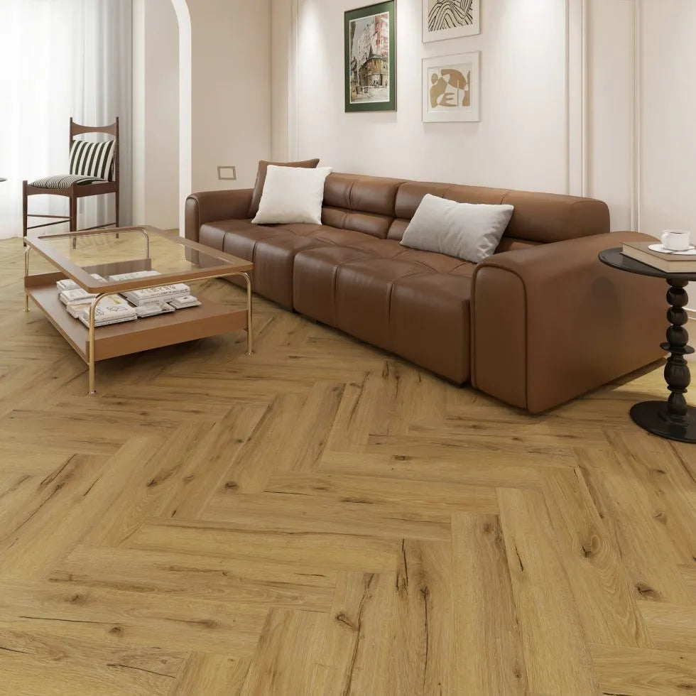Cove Inverness Herringbone SPC Flooring with Built-In Underlay