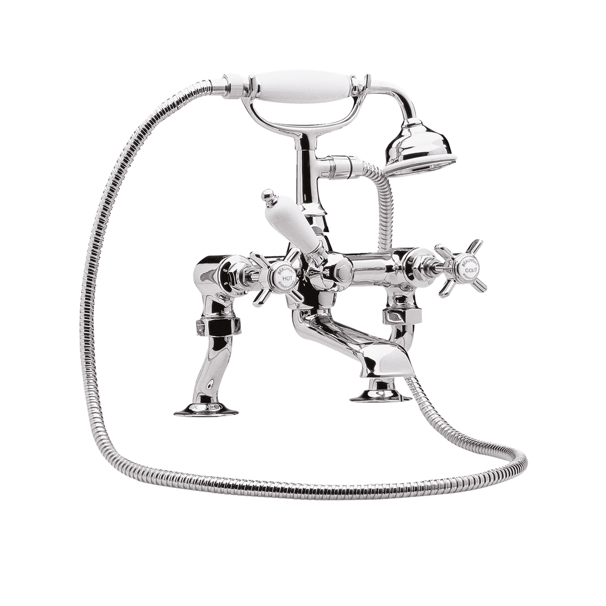 nuie Beaumont Chrome 3/4" Cranked Bath Shower Mixer