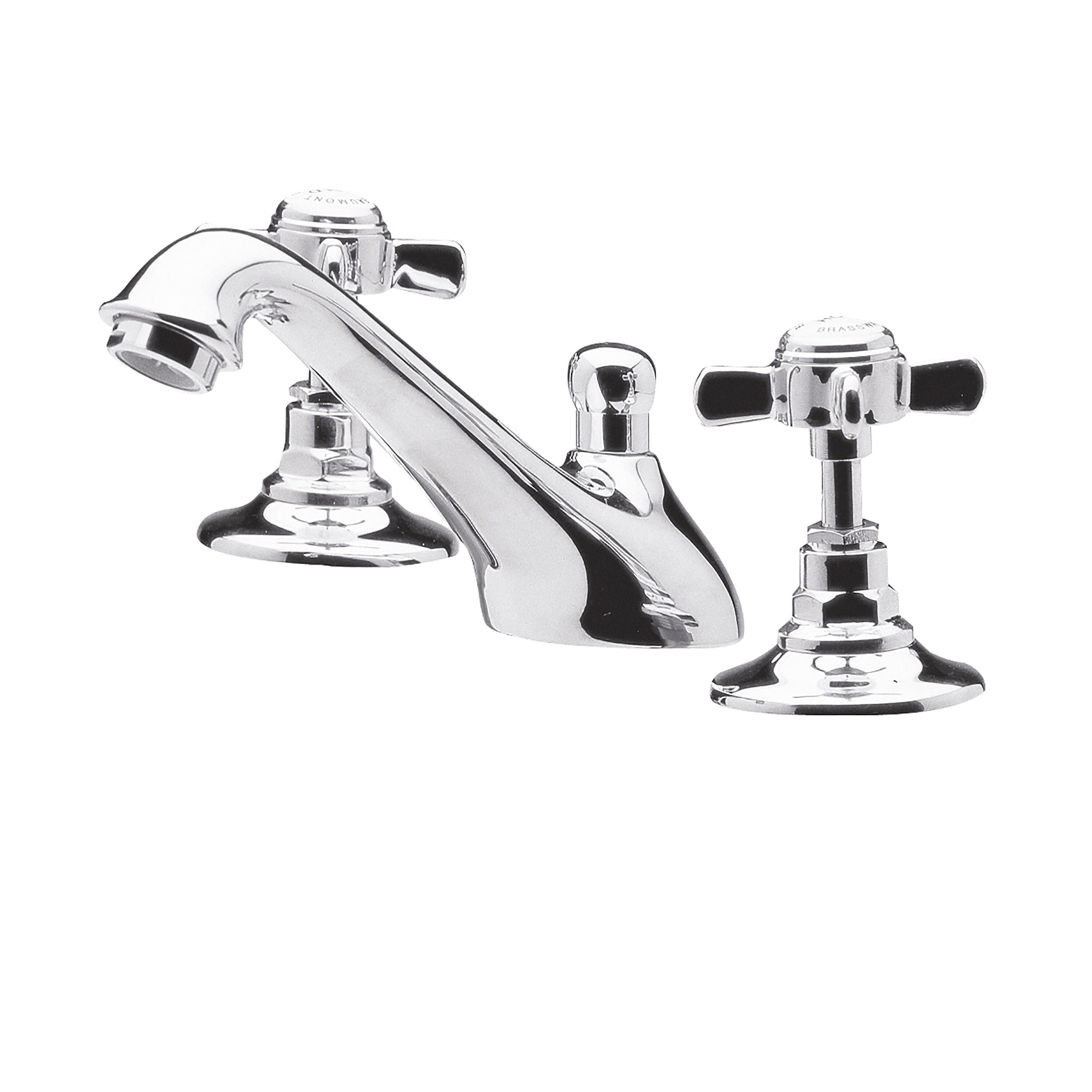 nuie Beaumont Chrome 3 Tap Hole Basin Mixer With Pop Up Waste
