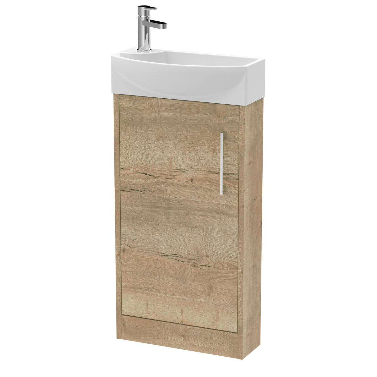 Hudson Reed Juno 440mm 1 Door Right-Hand Compact Cloakroom Floor Standing Vanity Unit With 1 Tap Hole Basin