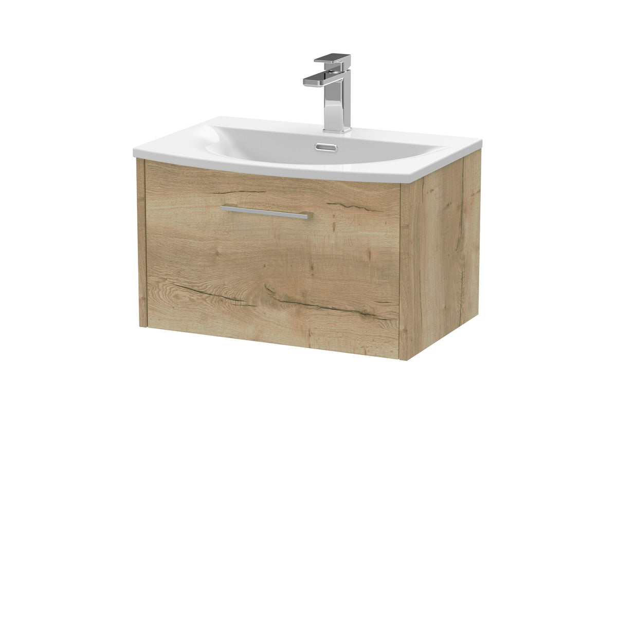 Hudson Reed Juno 600mm 1 Drawer Wall Hung Vanity Unit With U-Shaped Curved Basin