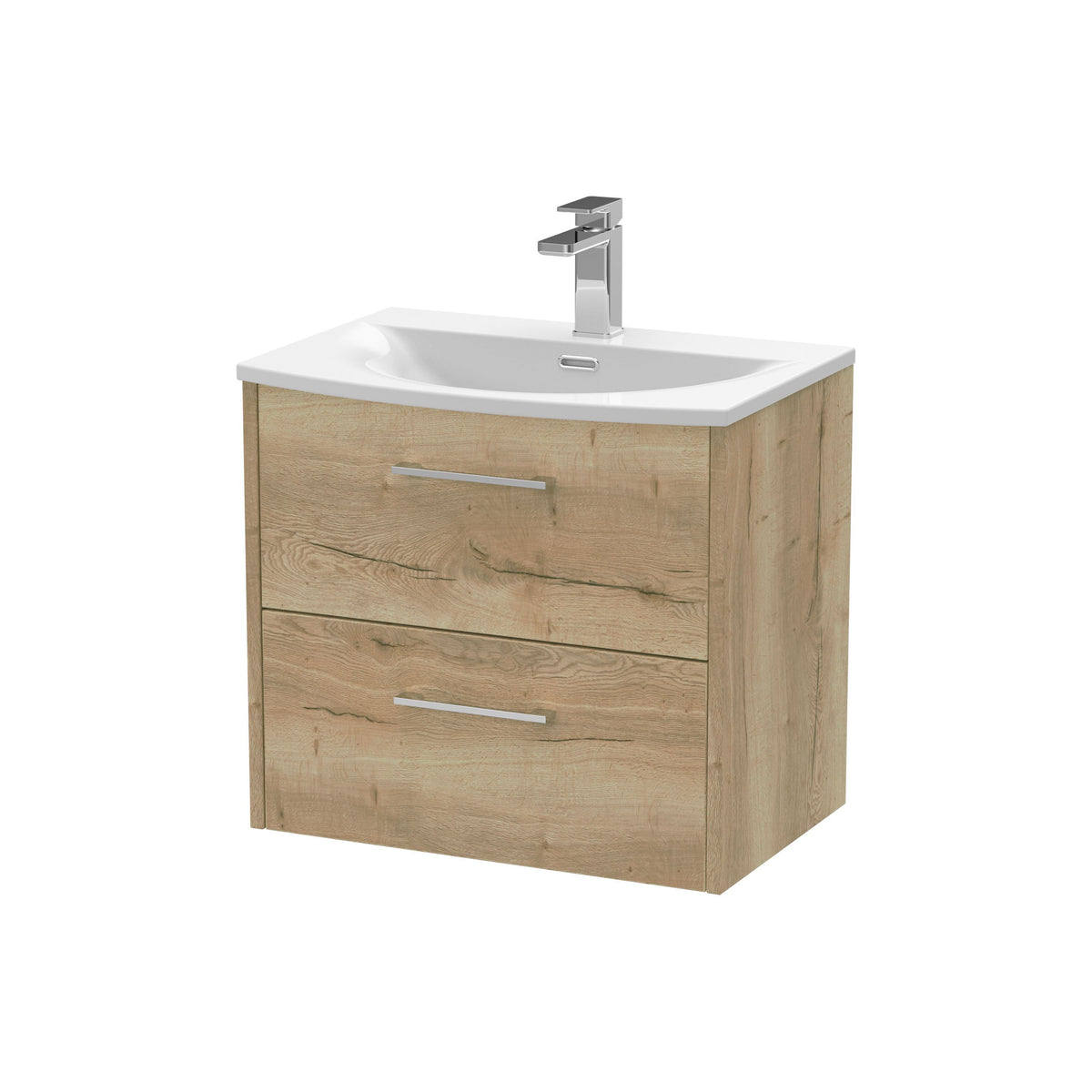 Hudson Reed Juno 600mm 2 Drawer Wall Hung Vanity Unit With U-Shaped Curved Basin