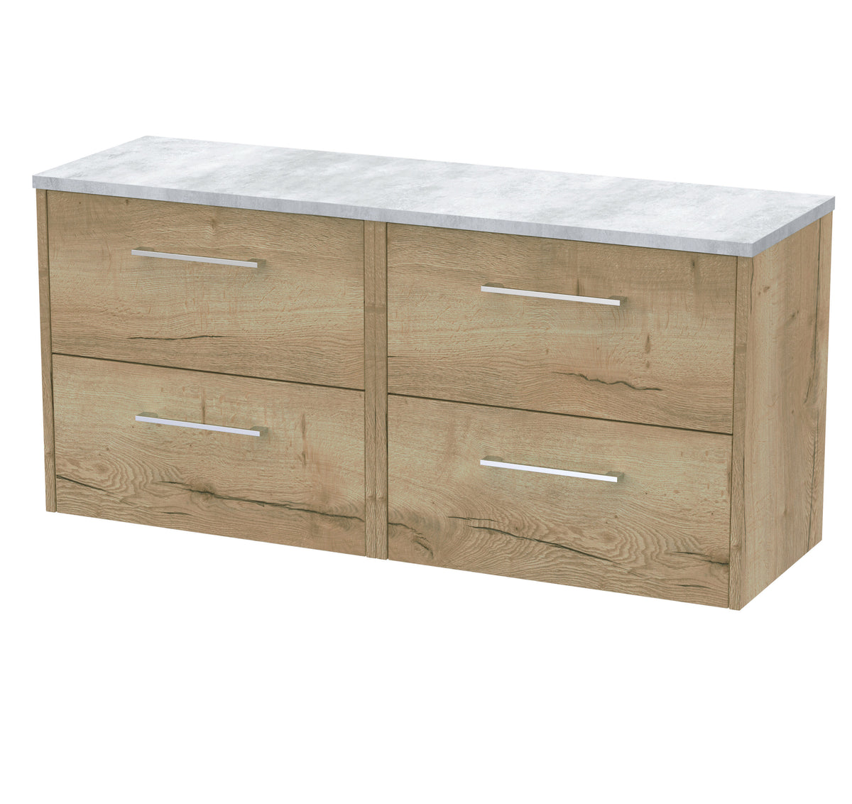 Hudson Reed Juno 1200mm 4 Drawer Wall Hung Vanity Unit With Bellato Grey Worktop