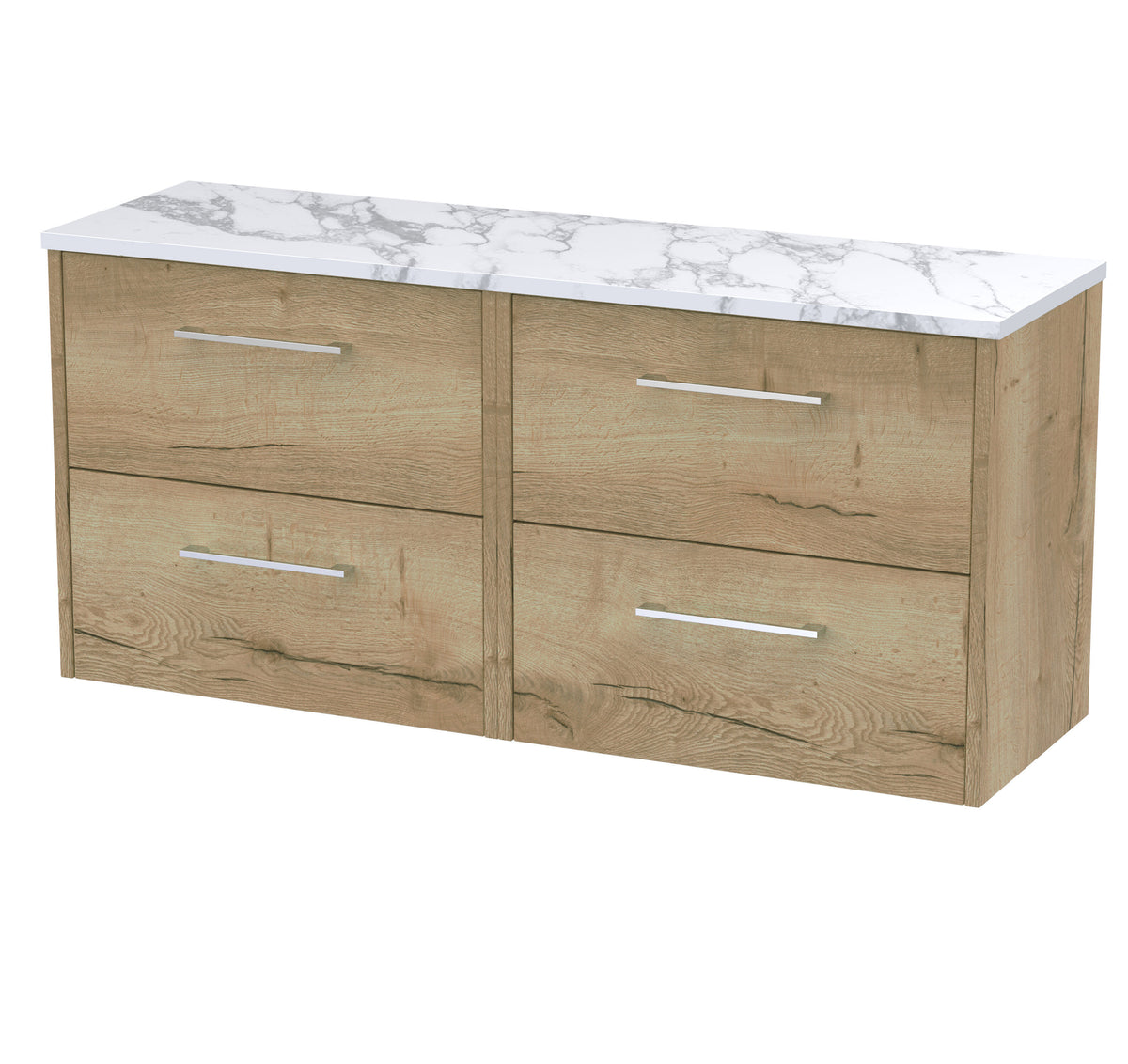 Hudson Reed Juno 1200mm 4 Drawer Wall Hung Vanity With Carrara Laminate Worktop