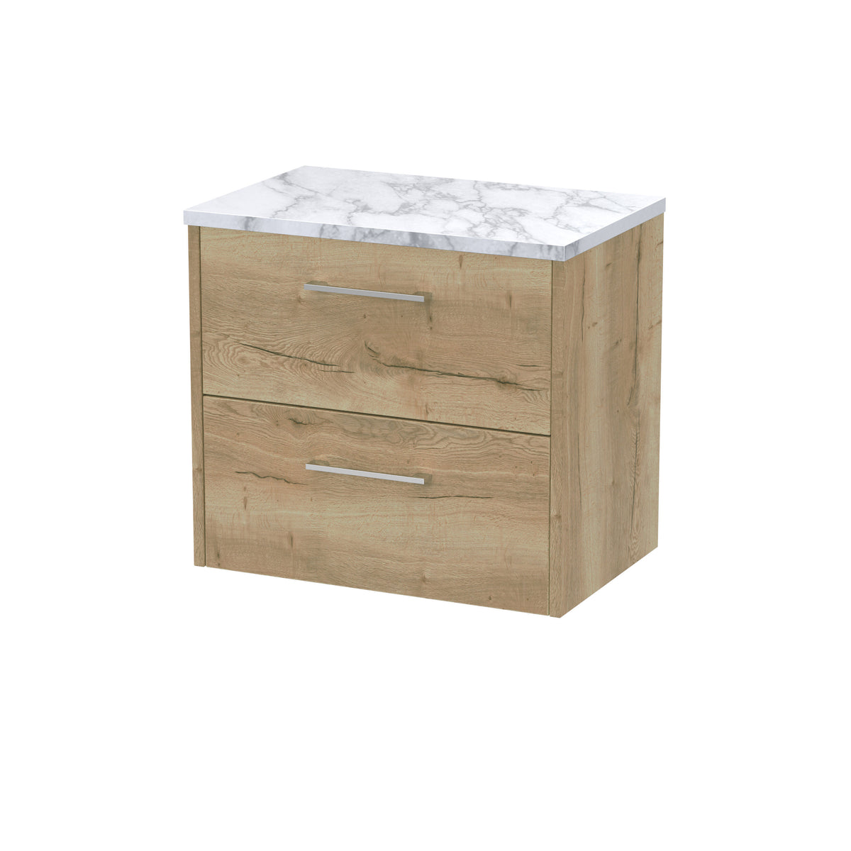 Hudson Reed Juno 600mm 2 Drawer Wall Hung Vanity Unit With Carrara Laminate Worktop