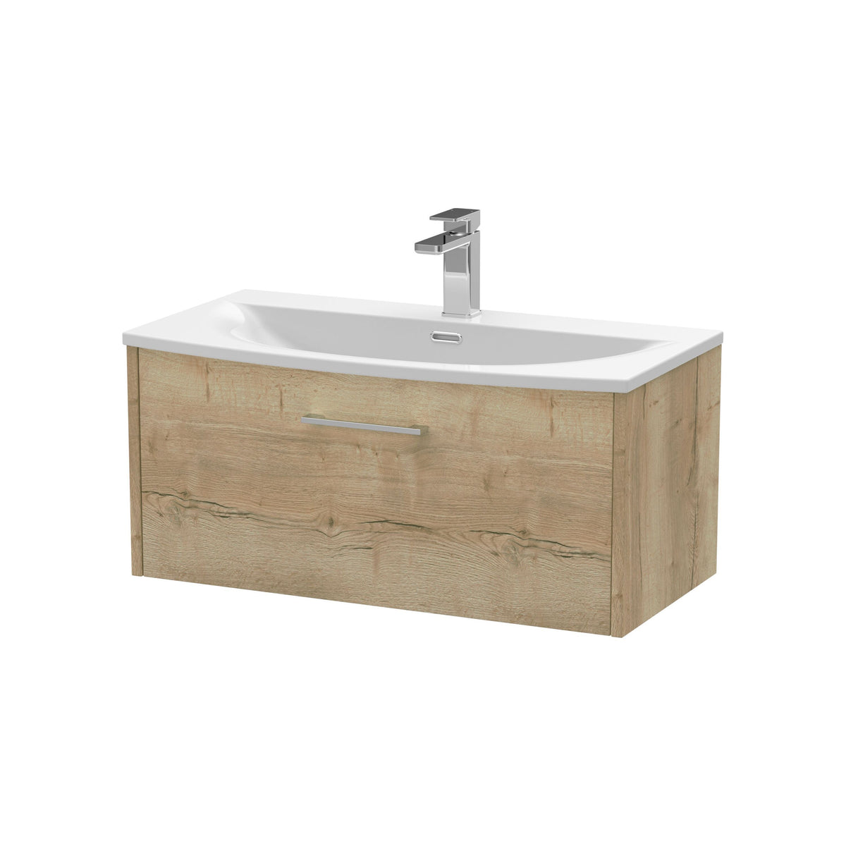 Hudson Reed Juno 800mm 1 Drawer Wall Hung Vanity Unit With U-Shaped Curved Basin