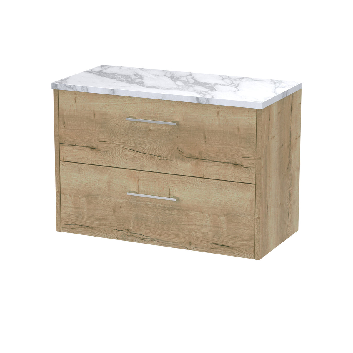 Hudson Reed Juno 800mm 2 Drawer Wall Hung Vanity Unit With Carrara Laminate Worktop