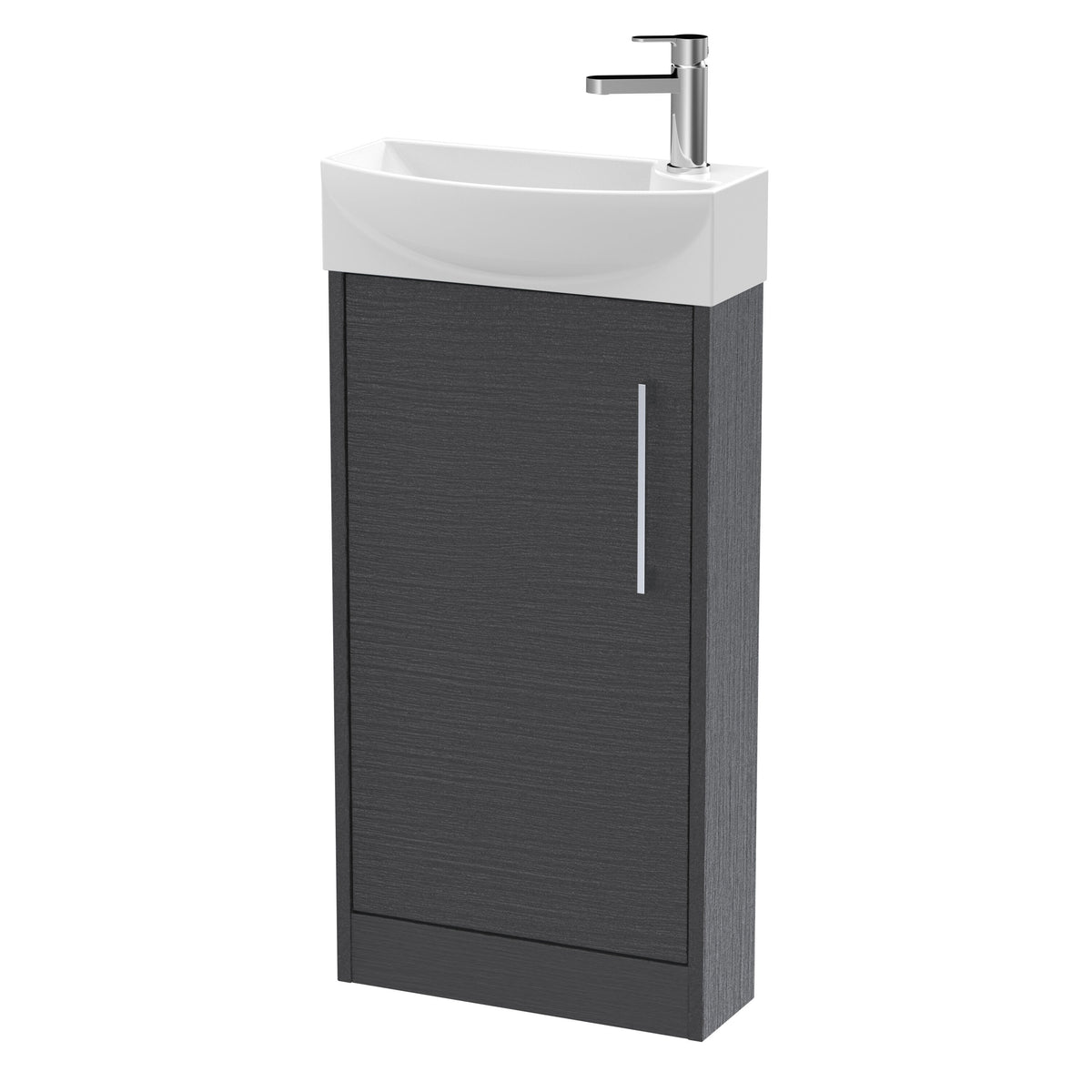Hudson Reed Juno 440mm 1 Door Left-Hand Compact Cloakroom Floor Standing Vanity Unit With 1 Tap Hole Basin