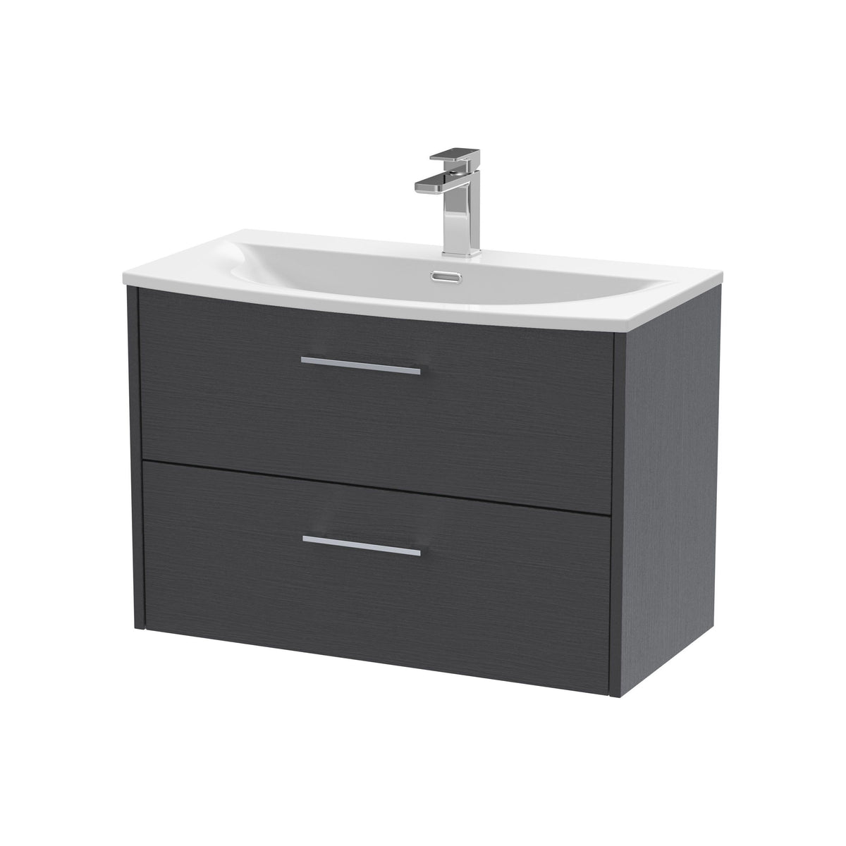 Hudson Reed Juno 800mm 2 Drawer Wall Hung Vanity Unit With U-Shaped Curved Basin