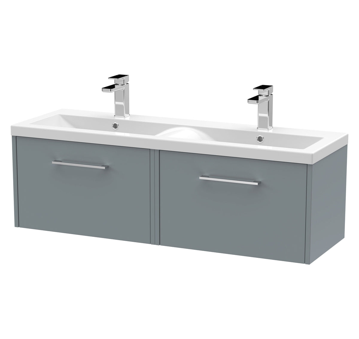 Hudson Reed Juno 1200mm 2 Drawer Wall Hung Vanity Unit With 2 Tap Hole Ceramic Basin