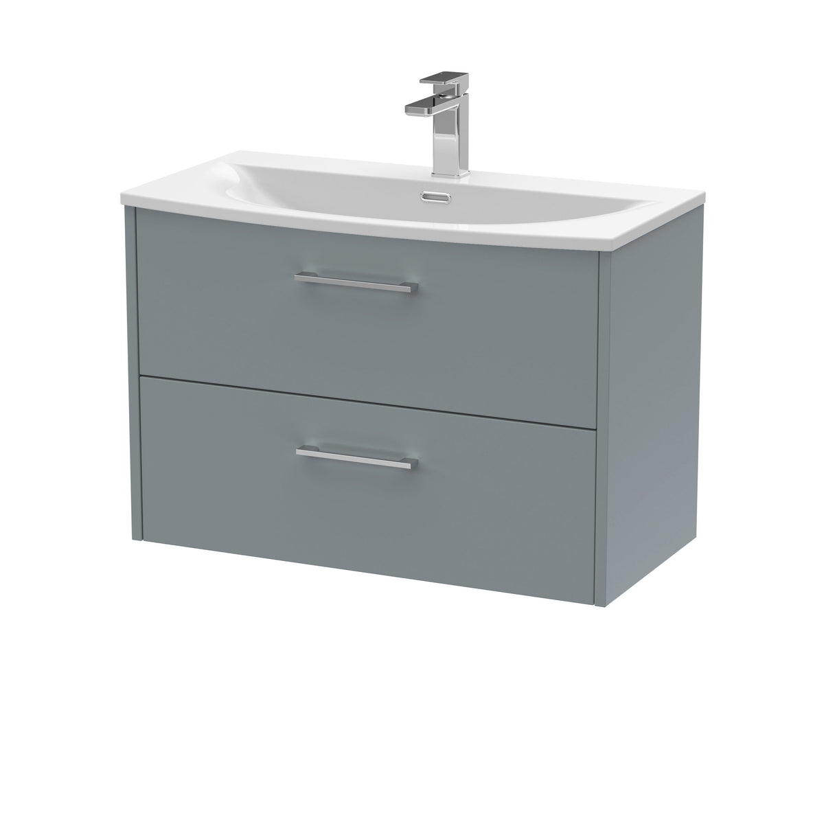 Hudson Reed Juno 800mm 2 Drawer Wall Hung Vanity Unit With U-Shaped Curved Basin