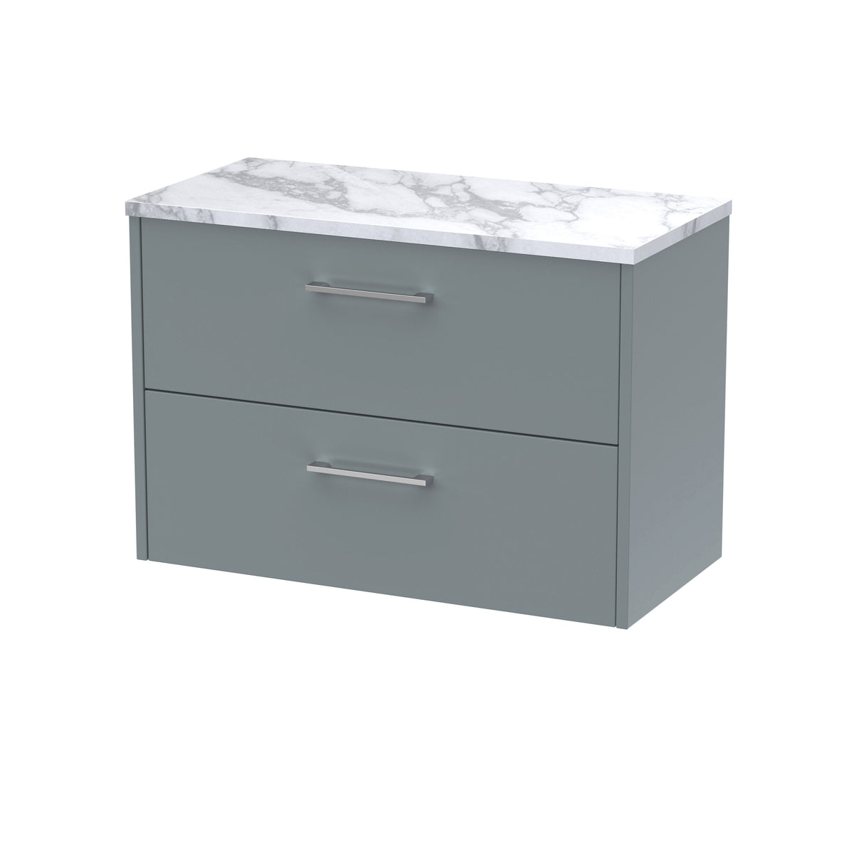 Hudson Reed Juno 800mm 2 Drawer Wall Hung Vanity Unit With Carrara Laminate Worktop