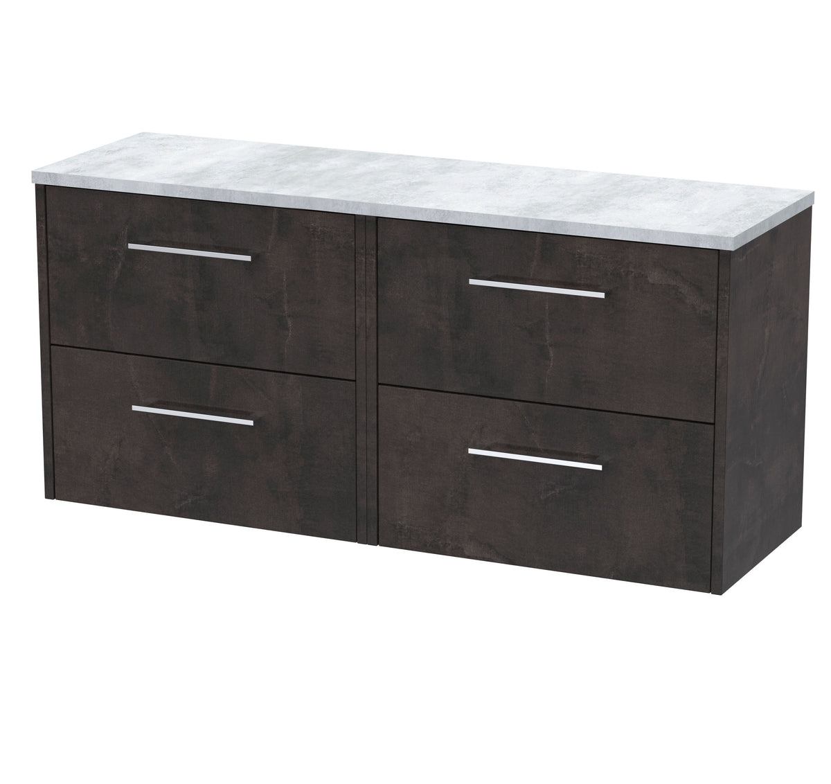 Hudson Reed Juno 1200mm 4 Drawer Wall Hung Vanity Unit With Bellato Grey Worktop