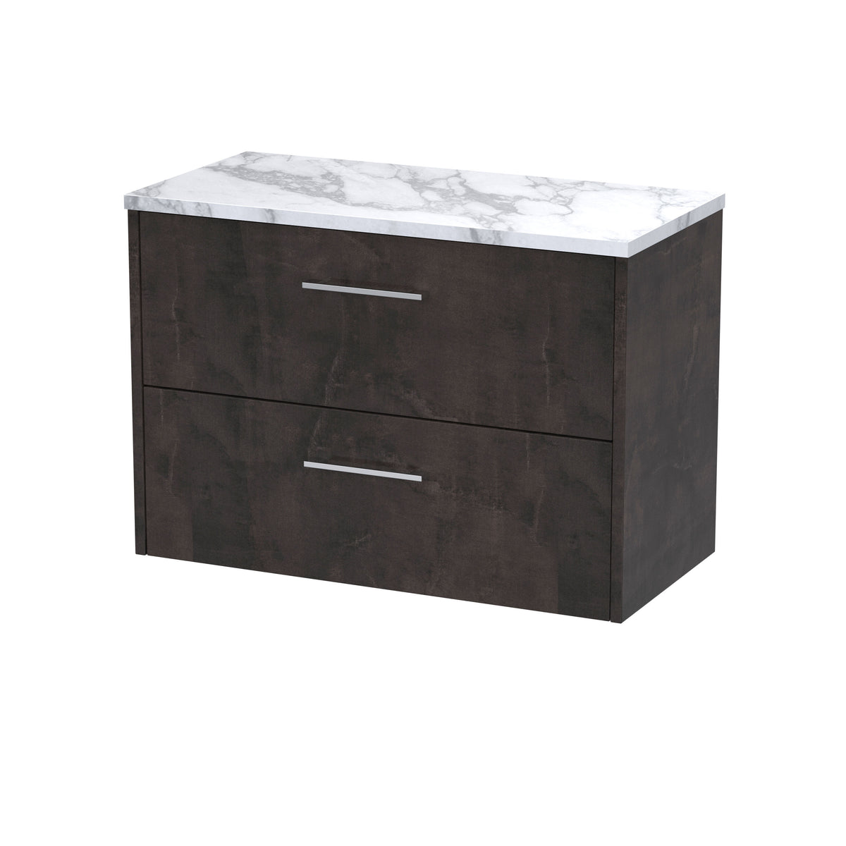 Hudson Reed Juno 800mm Wall Hung 2 Soft Close Drawer Vanity With Carrara Laminate Worktop