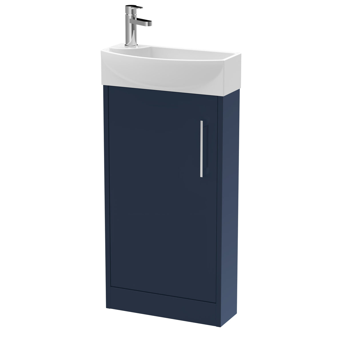 Hudson Reed Juno 440mm Woodgrain 1 Door Right-Hand Compact Cloakroom Floor Standing Vanity Unit With 1 Tap Hole Basin