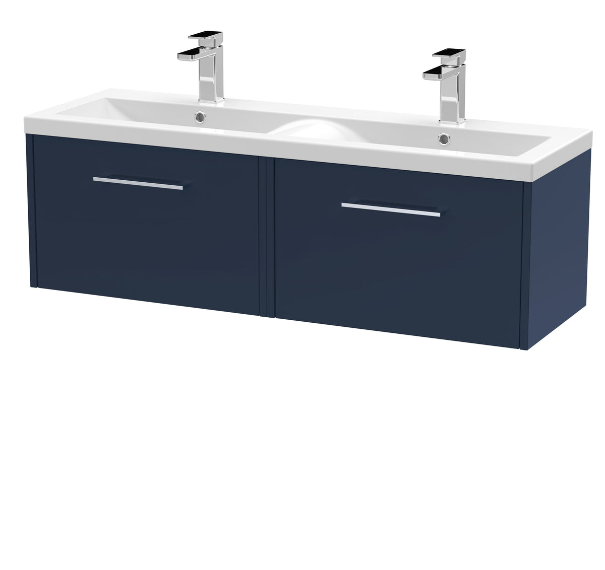 Hudson Reed Juno 1200mm 2 Drawer Wall Hung Vanity Unit With 2 Tap Hole Ceramic Basin