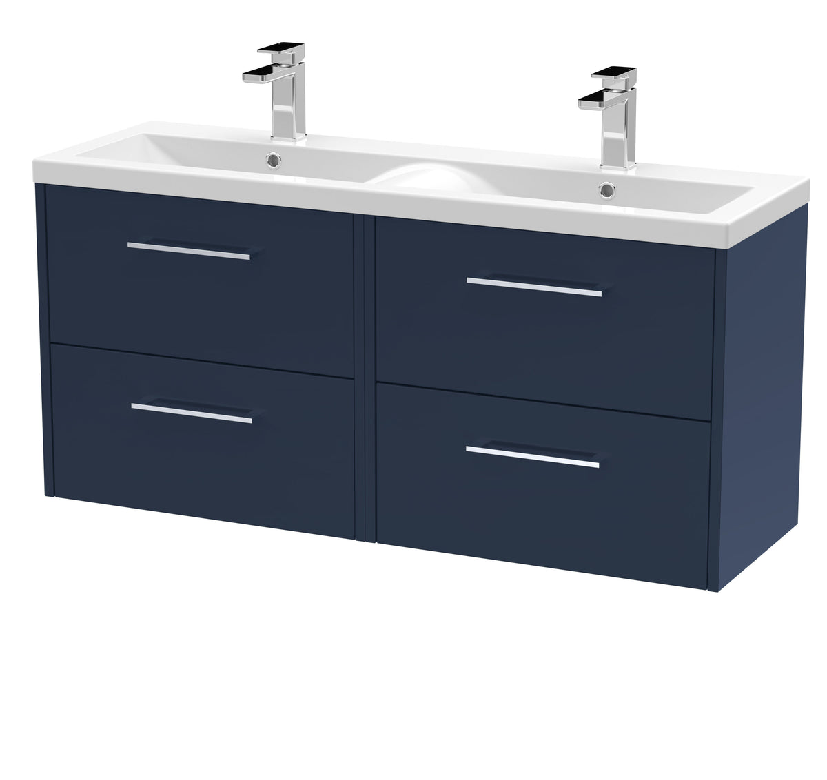 Hudson Reed Juno 1200mm 4 Drawer Wall Hung Vanity Unit With 2 Tap Hole Ceramic Basin