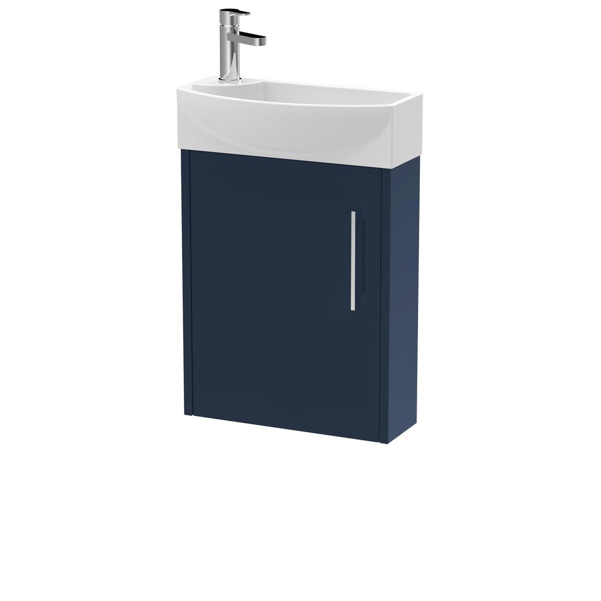 Hudson Reed Juno 440mm Woodgrain 1 Door Right-Hand Compact Cloakroom Floor Standing Vanity Unit With 1 Tap Hole Basin