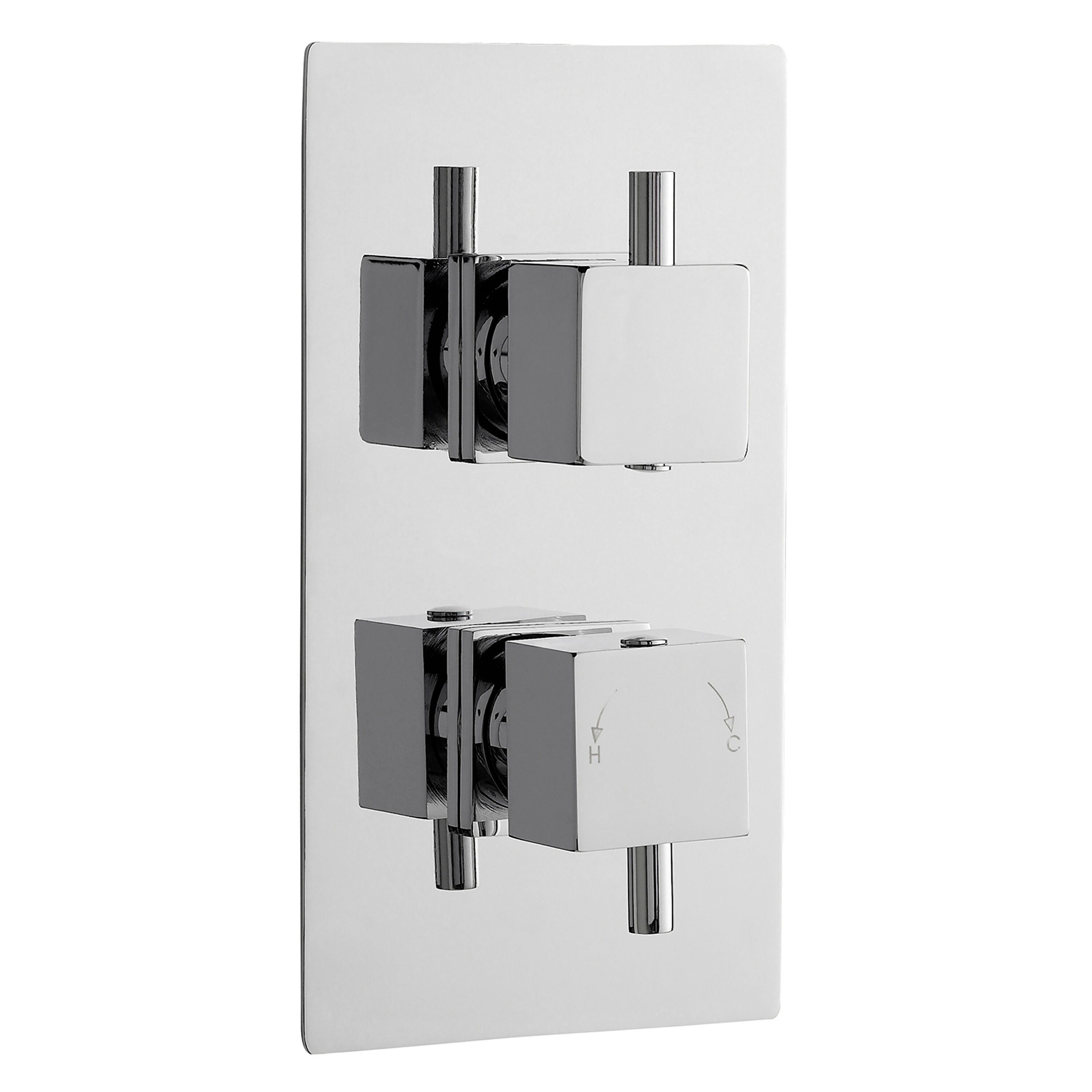 nuie Chrome Square Twin Thermostatic Shower Valve