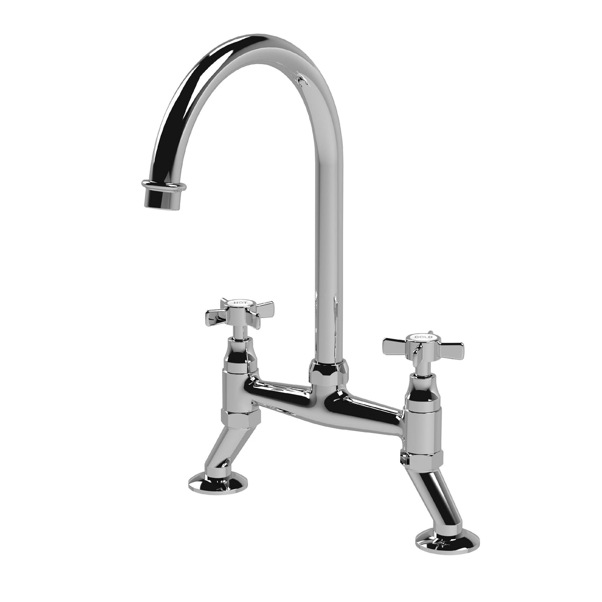 Nuie Bridge 2 Tap Hole Mixer Kitchen Tap Crosshead Handles