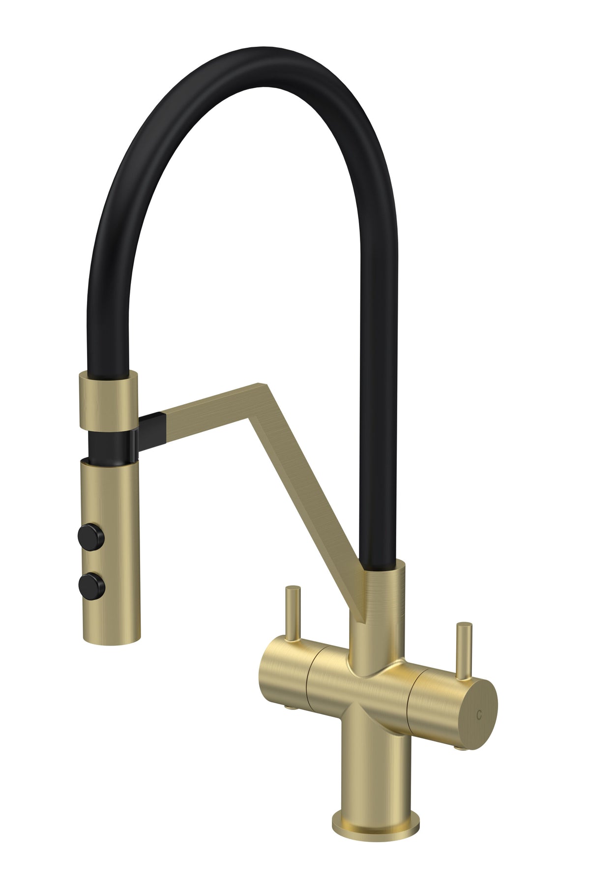 Nuie Ravi Mono Basin Twin Lever Round Basin Tap & Manetic Rinser