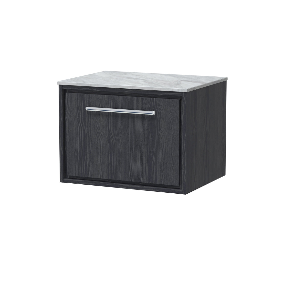 Hudson Reed Lille 600mm 1 Drawer Wall Hung Vanity Unit With Grey Marble Worktop