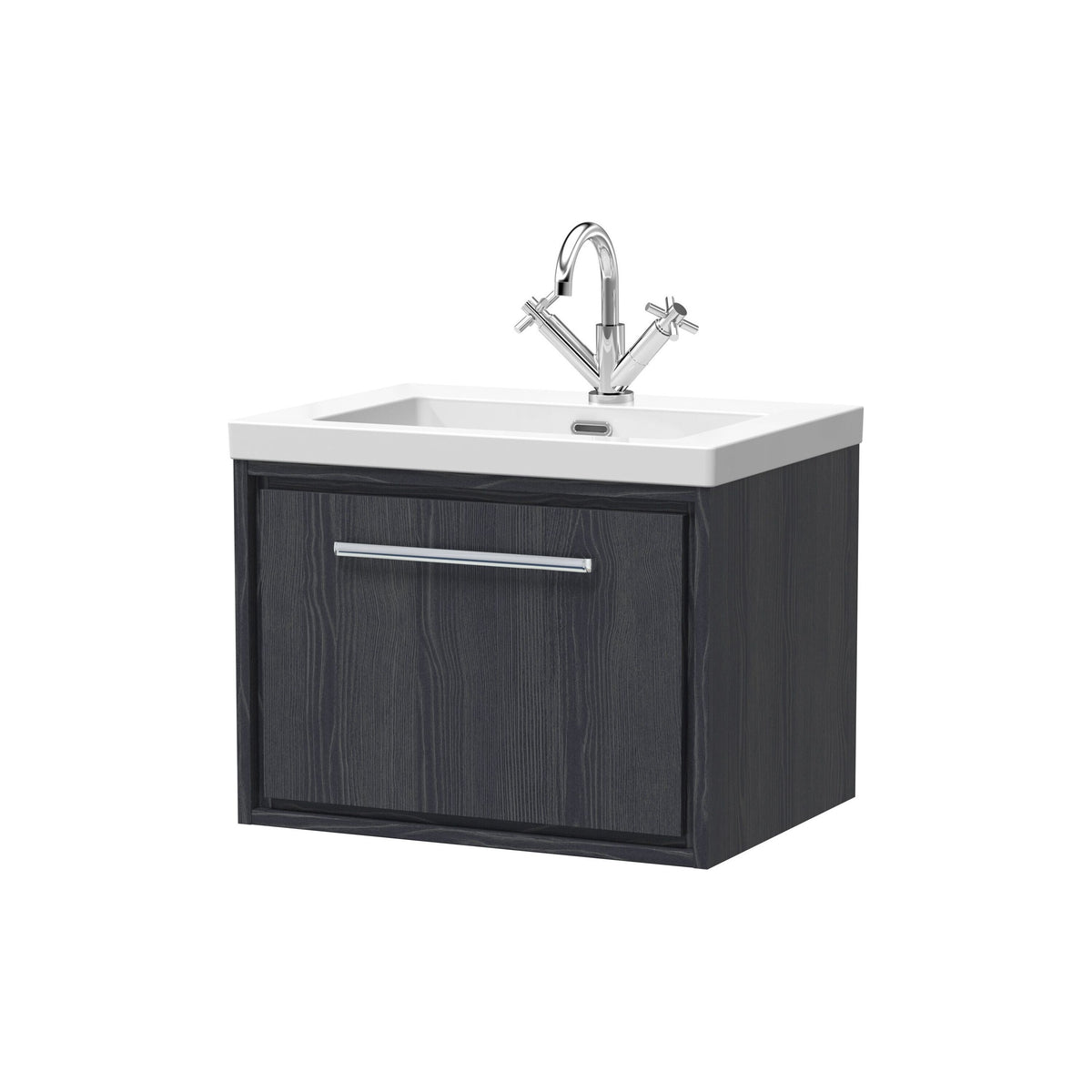 Hudson Reed Lille 600mm 1 Drawer Wall Hung Vanity Unit With 1 Tap Hole Fireclay Basin