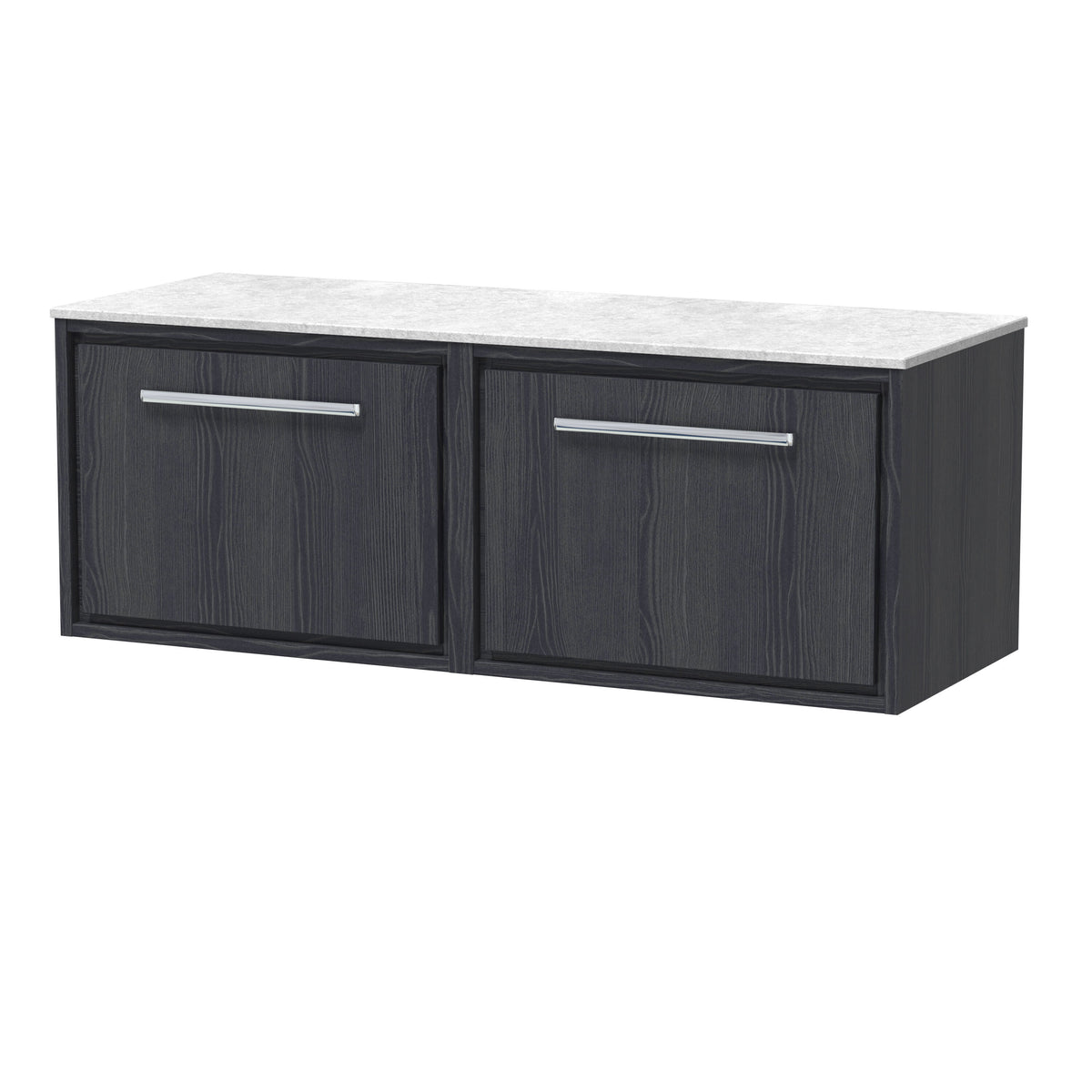 Hudson Reed Lille 1200mm 2 Drawer Wall Hung Vanity Unit With White Marble Worktop