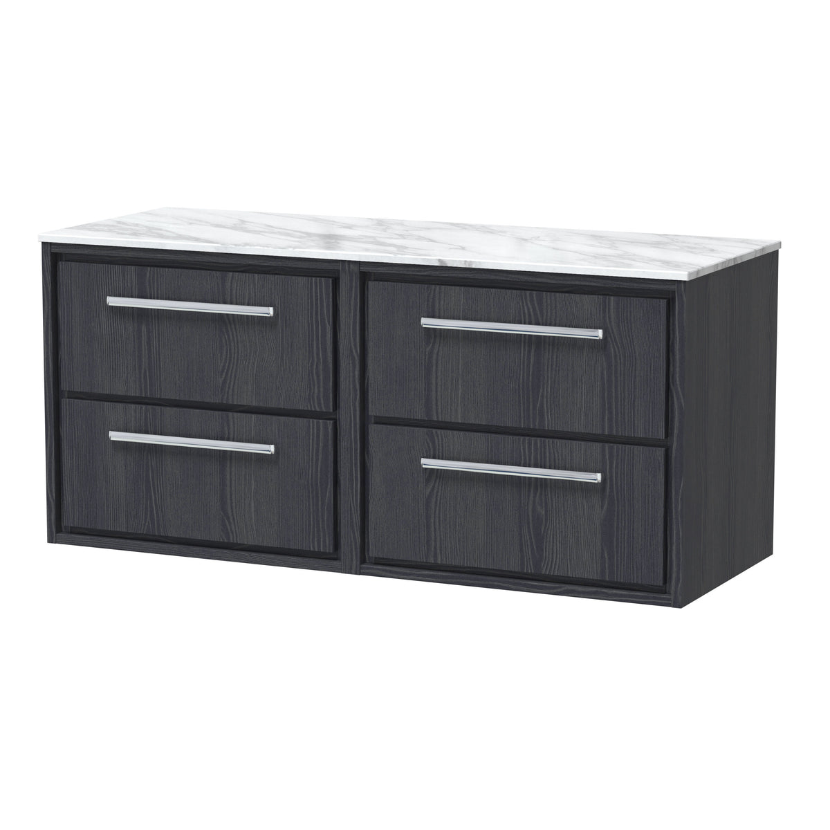 Hudson Reed Lille 610mm 4 Drawer Wall Hung Vanity Unit With Carrara Marble Worktop Marble Worktop
