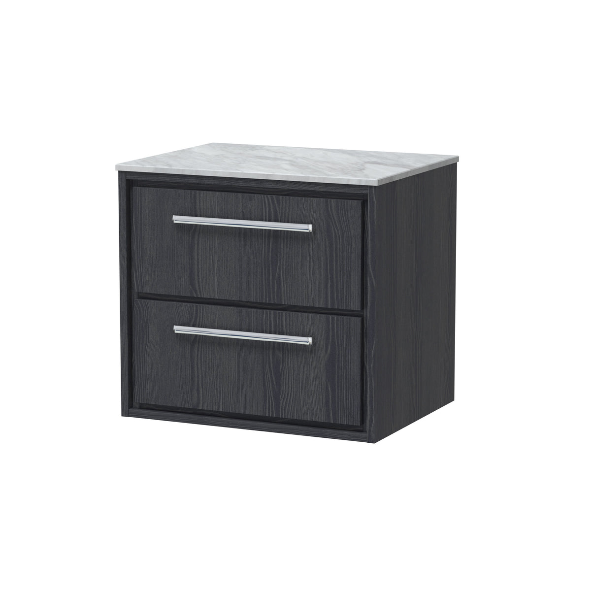 Hudson Reed Lille 610mm 2 Drawer Wall Hung Vanity Unit With Grey Marble Worktop