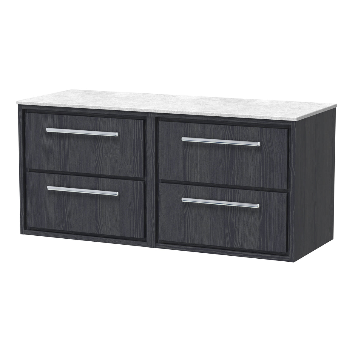 Hudson Reed Lille 1200mm 4 Drawer Wall Hung Vanity Unit With White Marble Worktop