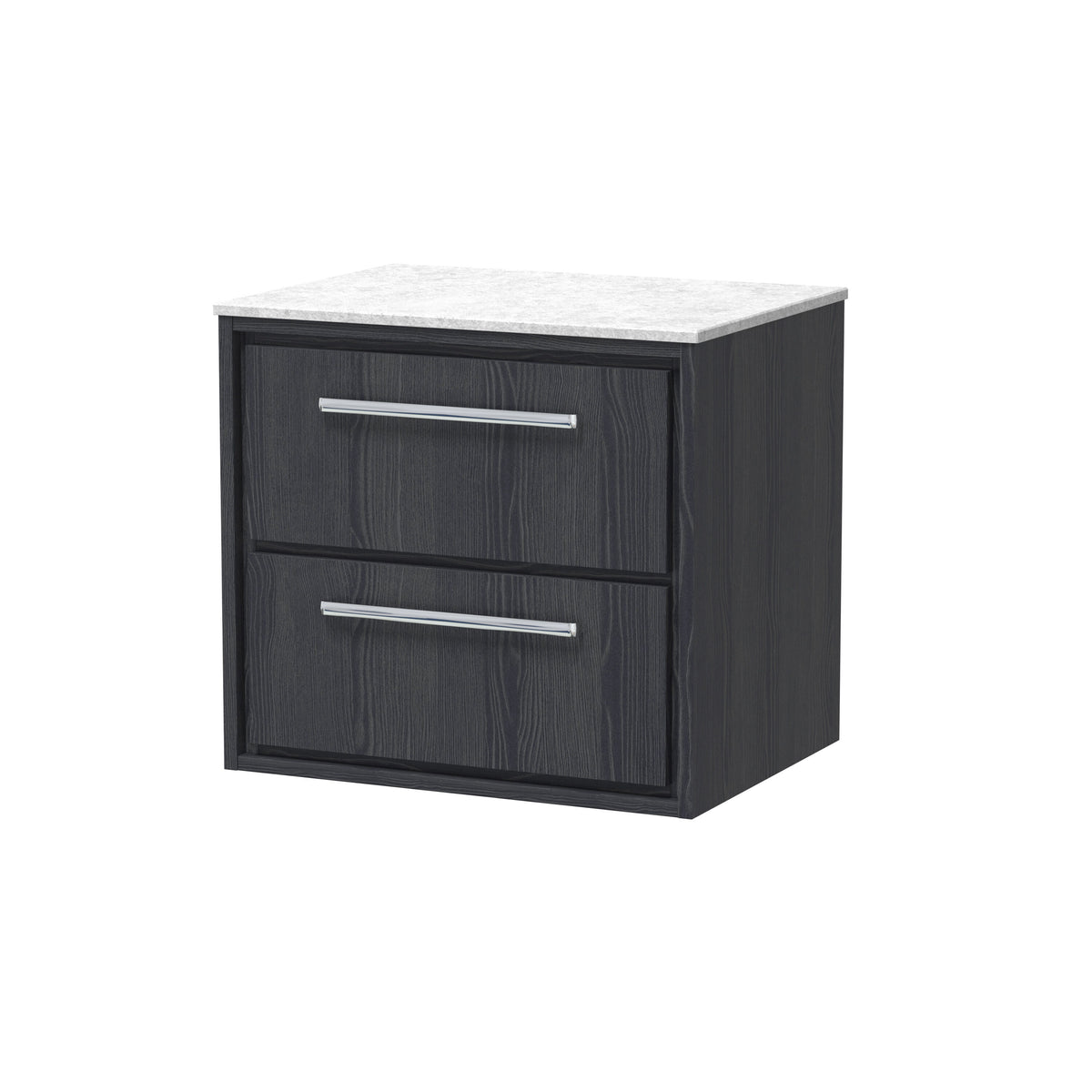 Hudson Reed Lille 600mm 2 Drawer Wall Hung Vanity Unit With White Marble Worktop