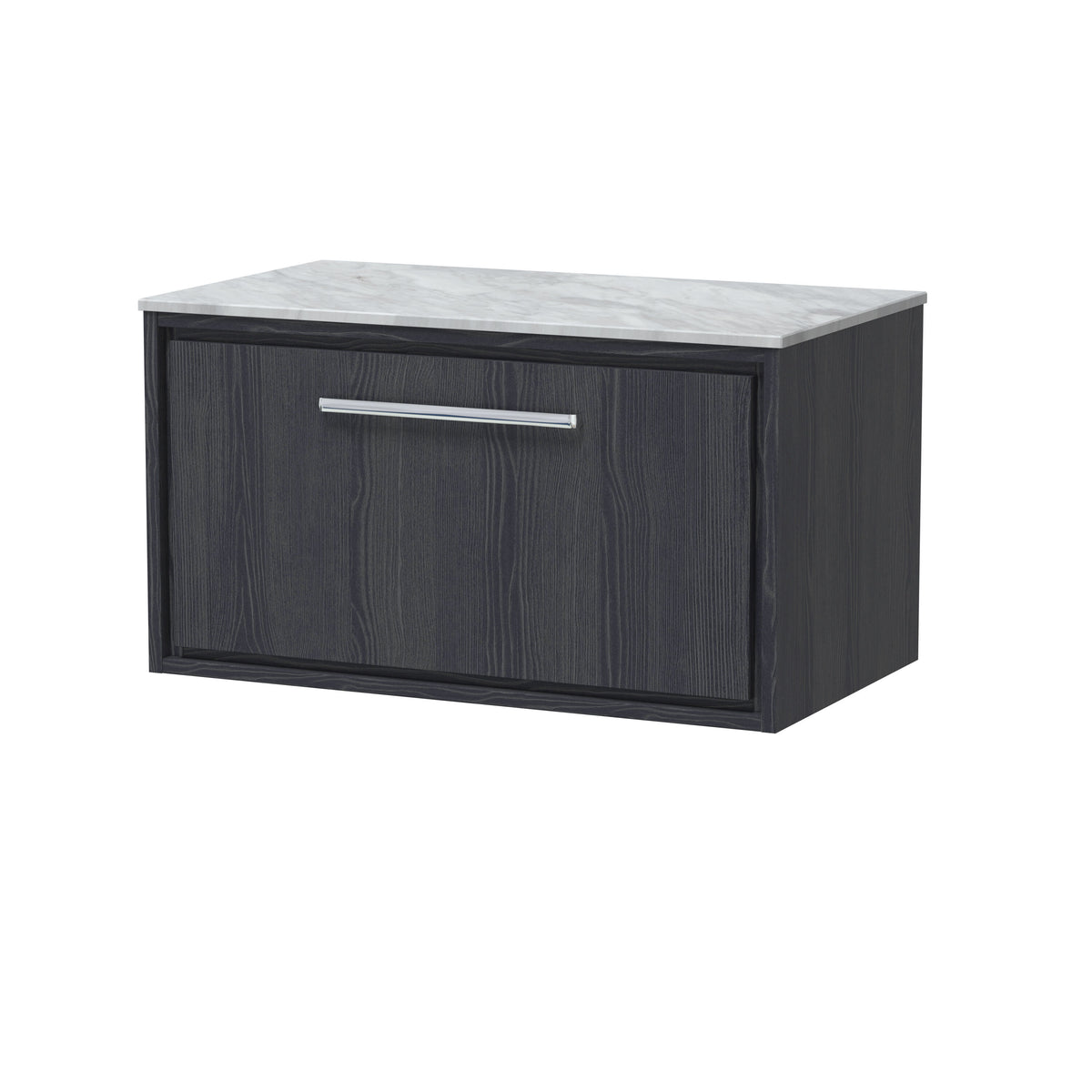 Hudson Reed Lille 800mm Wall Hung Marble Worktop 1 Drawer Vanity Unit With Grey Marble Worktop