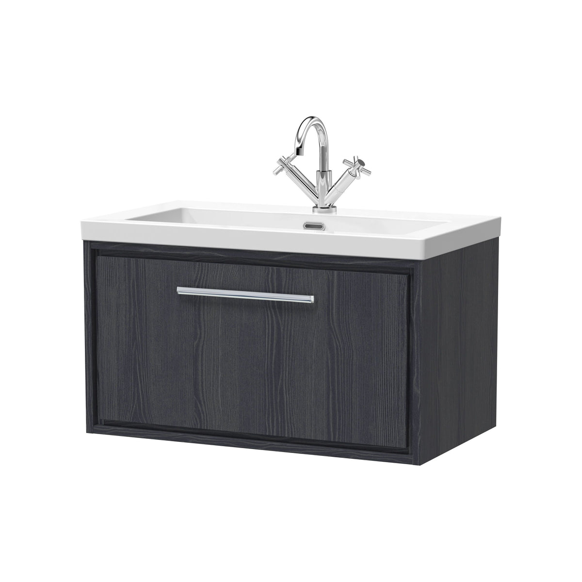 Hudson Reed Lille 800mm 1 Drawer Wall Hung Vanity Unit With 1 Tap Hole Fireclay Basin