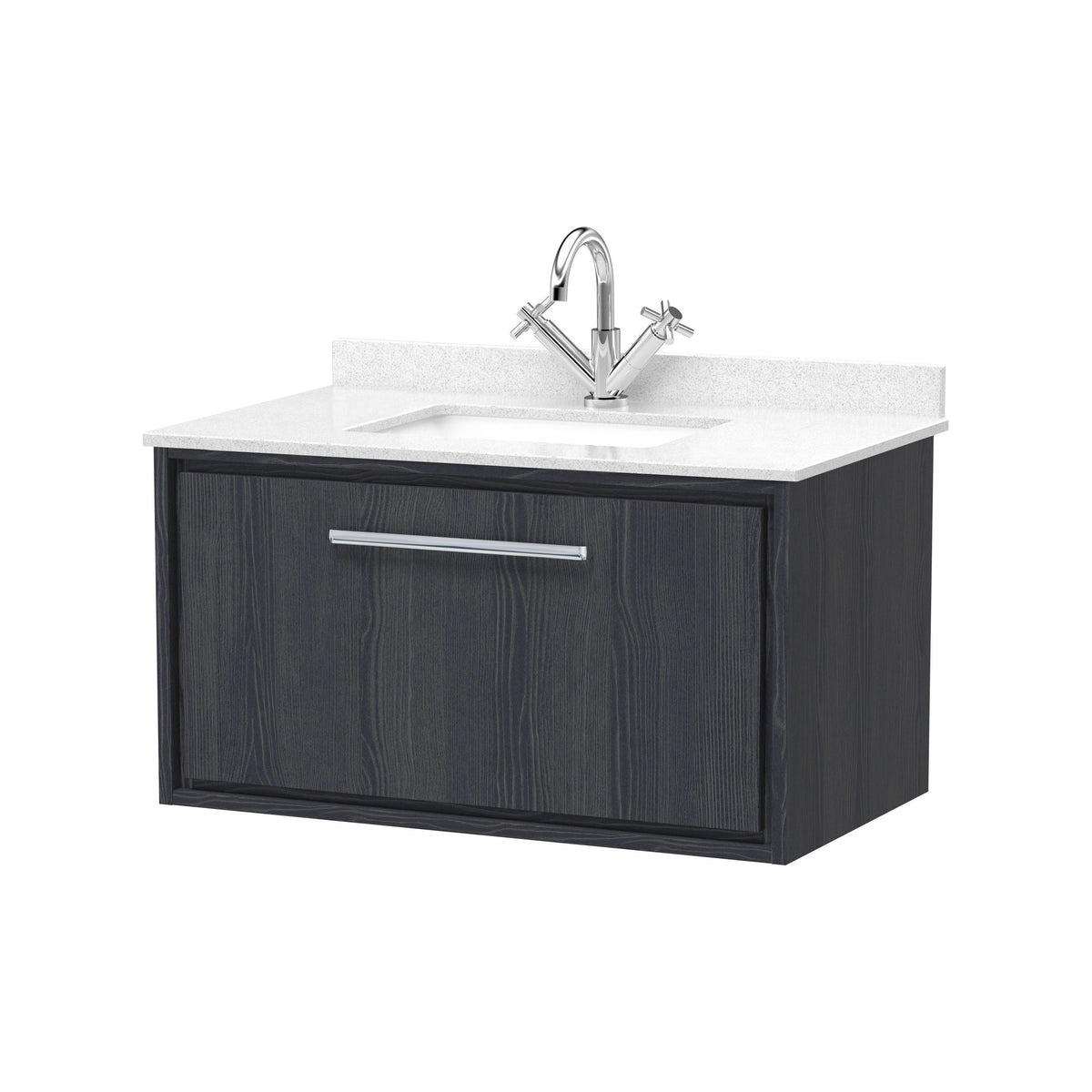 Hudson Reed Lille 800mm 1 Drawer Wall Hung Vanity Unit With Square Basin With Marble Worktop