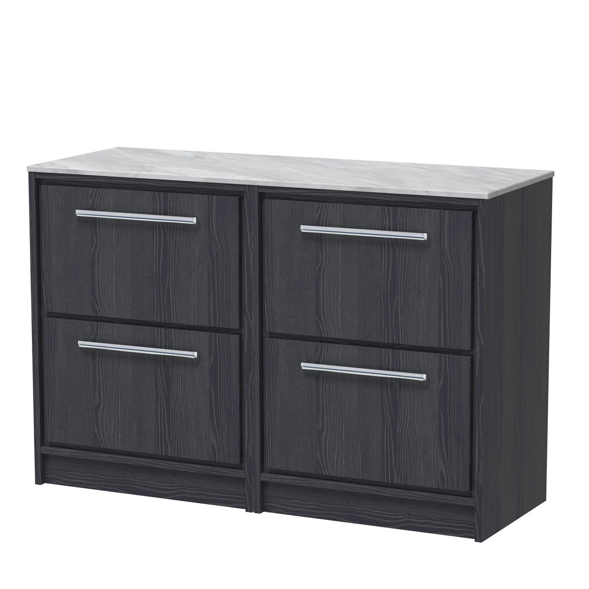 Hudson Reed Lille 1200mm 4 Drawer Floor Standing Vanity With Grey Marble Worktop