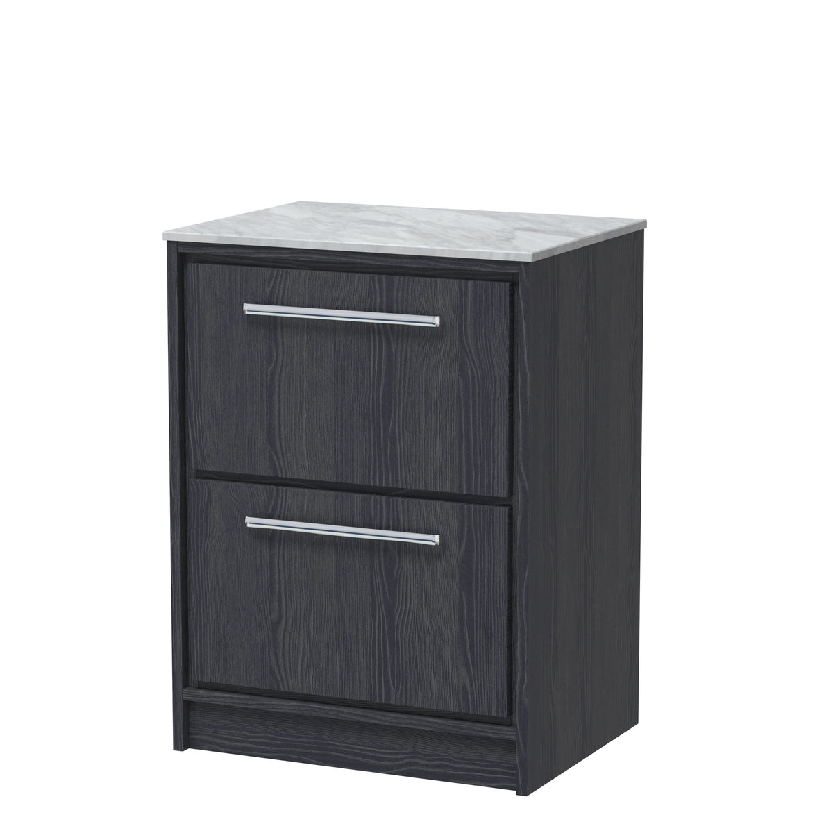 Hudson Reed Lille 600mm 2 Drawer Floor Standing Vanity Unit With Grey Marble Worktop