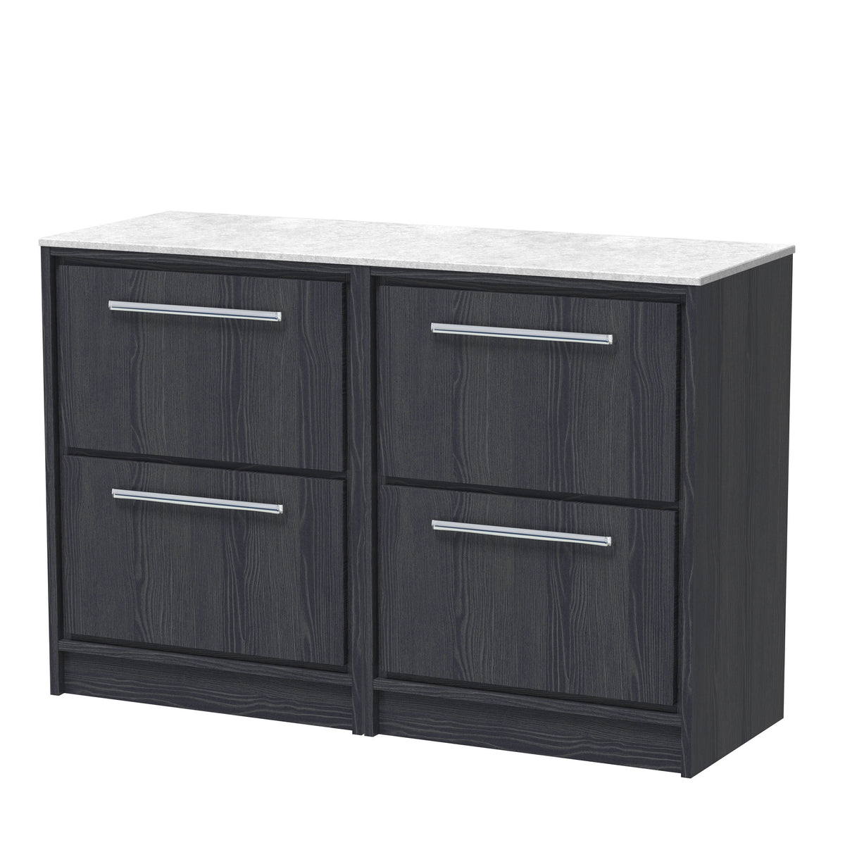 Hudson Reed Lille 1200mm 4 Drawer Floor Standing Vanity Unit With White Marble Worktop