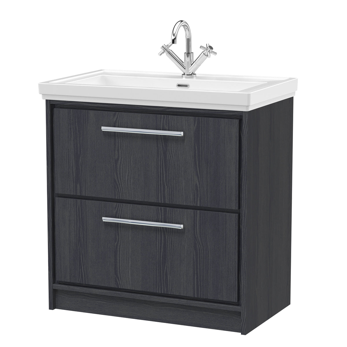 Hudson Reed Lille 800mm 2 Drawer Floor Standing Vanity Unit With 1 Tap Hole Fireclay Basin