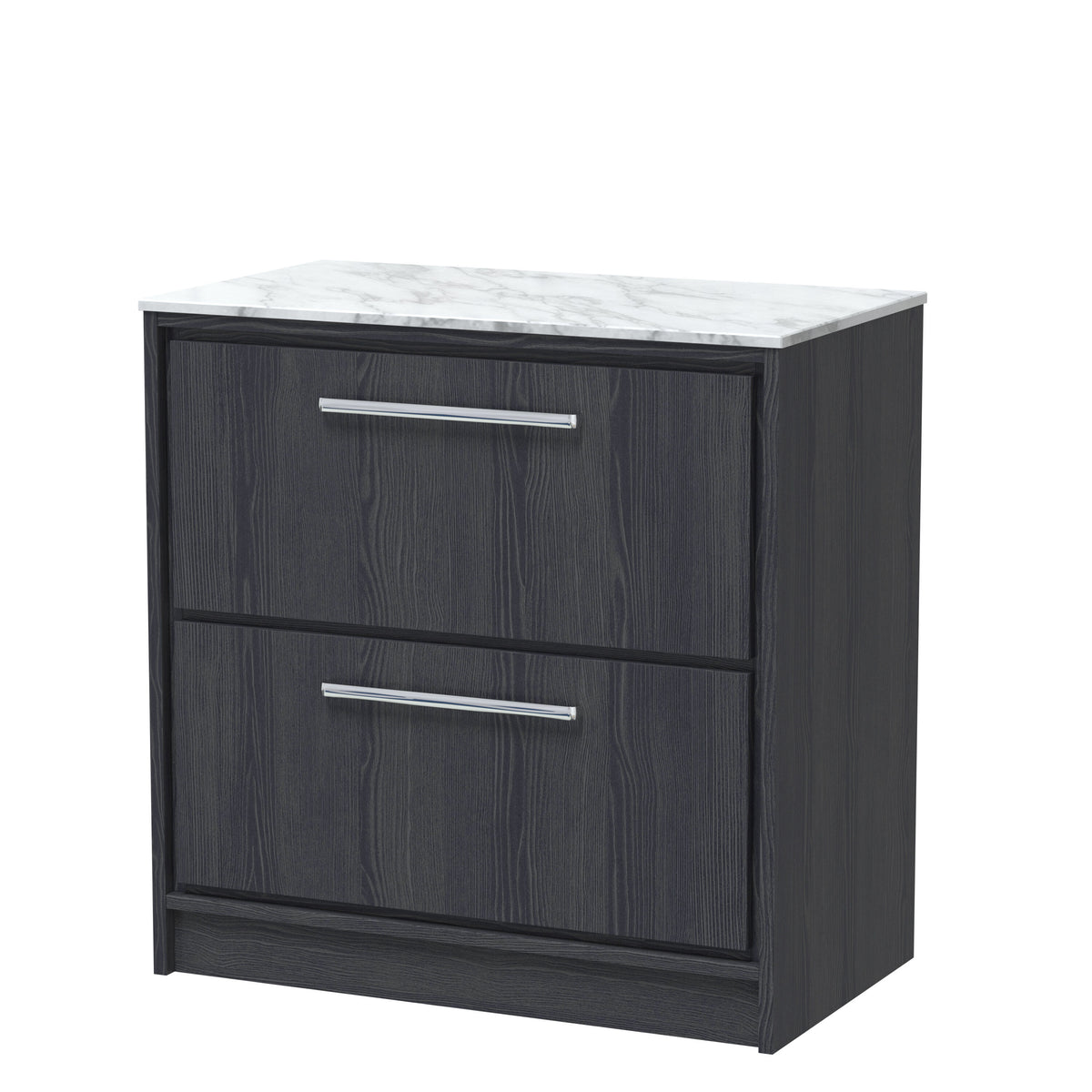 Hudson Reed Lille 800mm 2 Drawer Floor Standing Vanity Unit With Carrara Marble Worktop